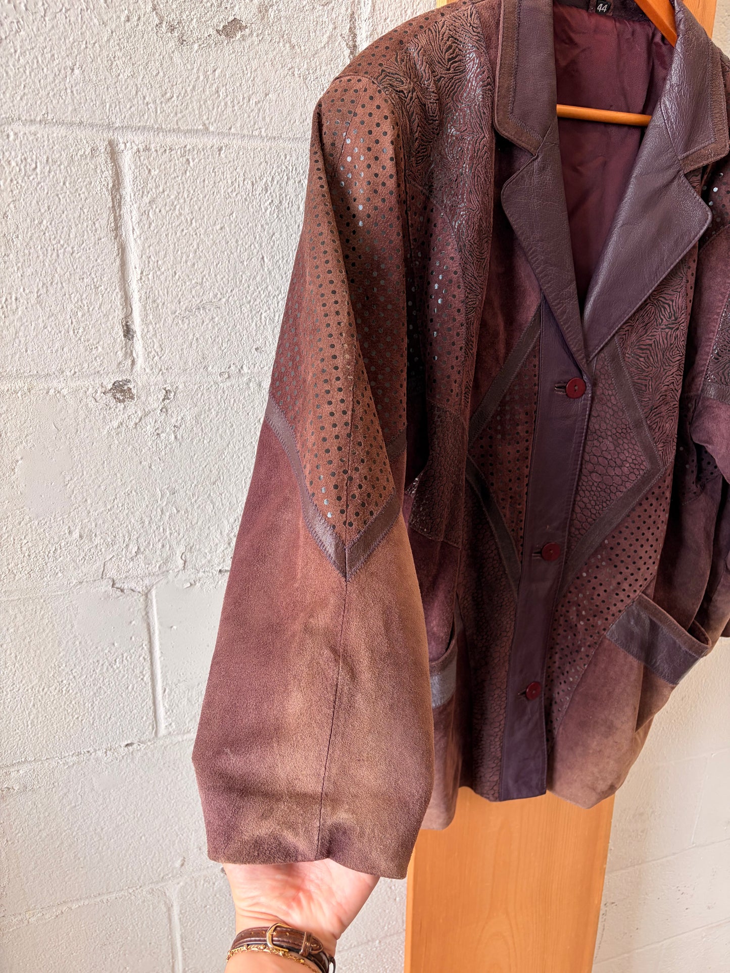 Patterned Faux Leather Jacket : 44