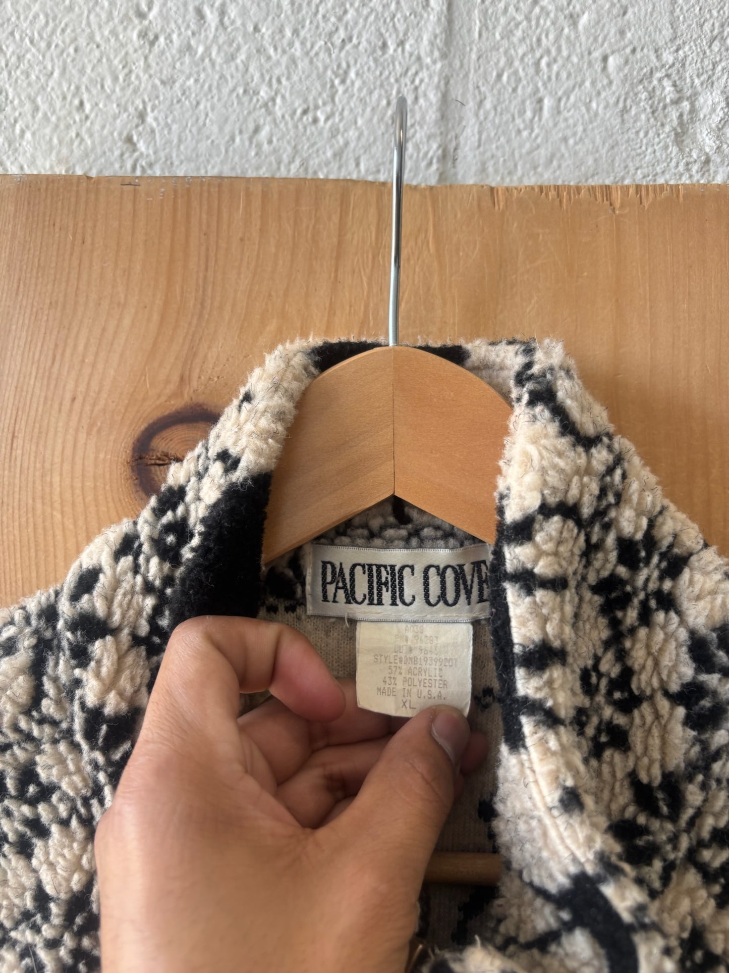 Vtg Winter Print Fleece Vest : XL