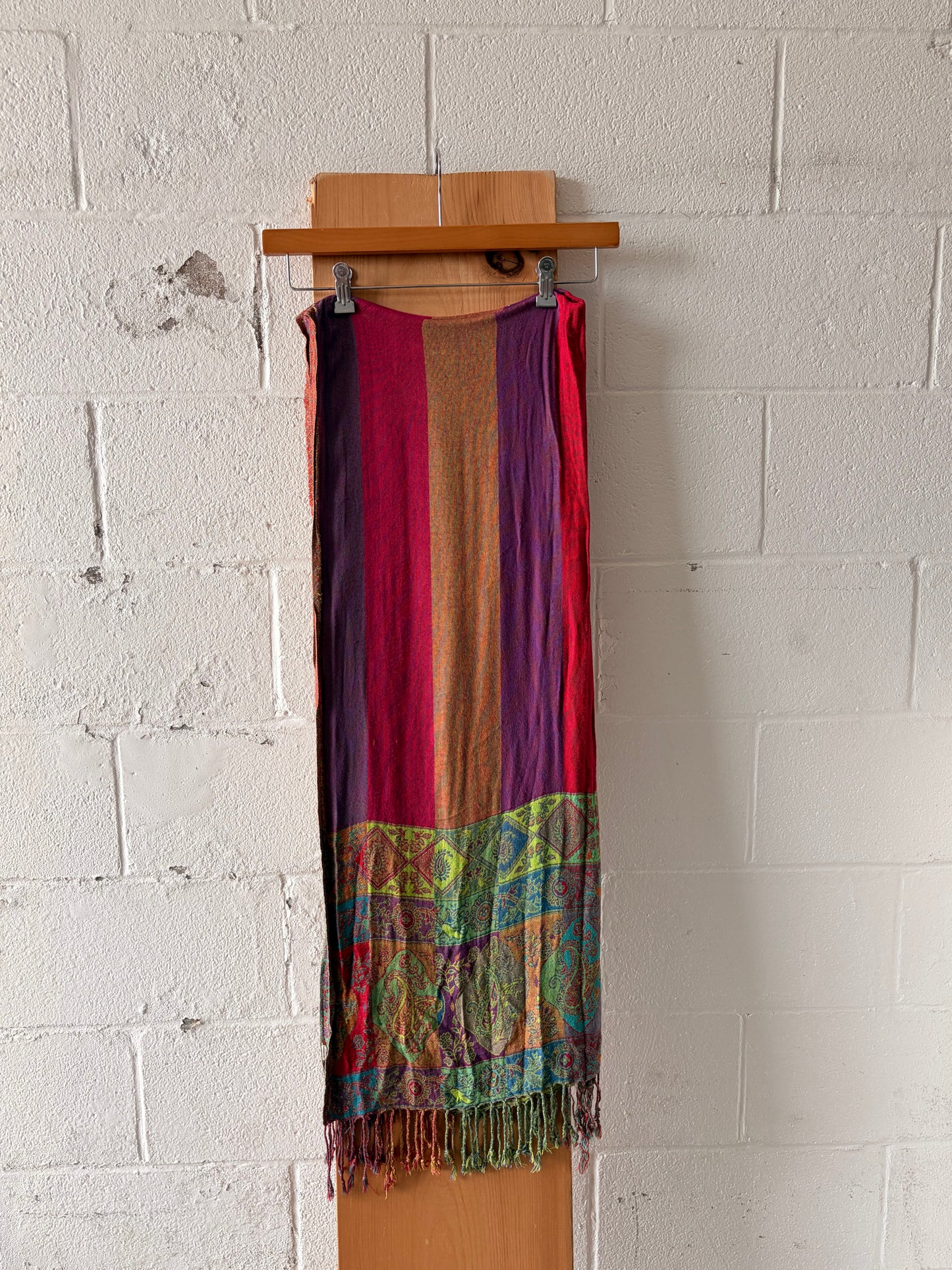 Bright Boho Striped Paisley Scarf / Wrap
