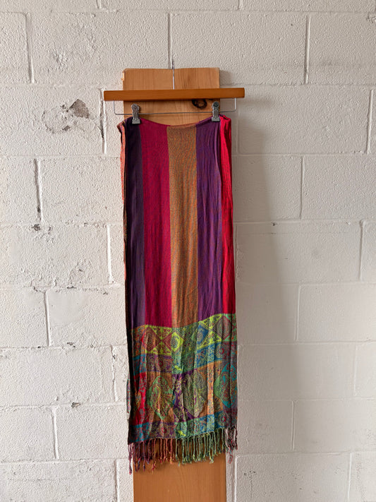 Bright Boho Striped Paisley Scarf / Wrap