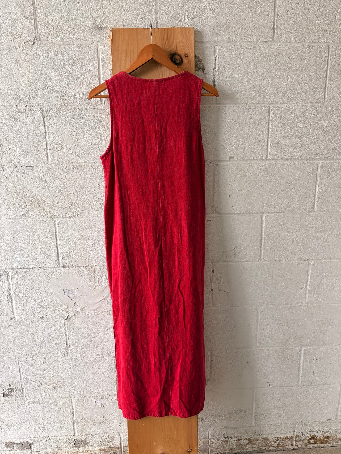 Veg Red Linen Maxi Dress : 3