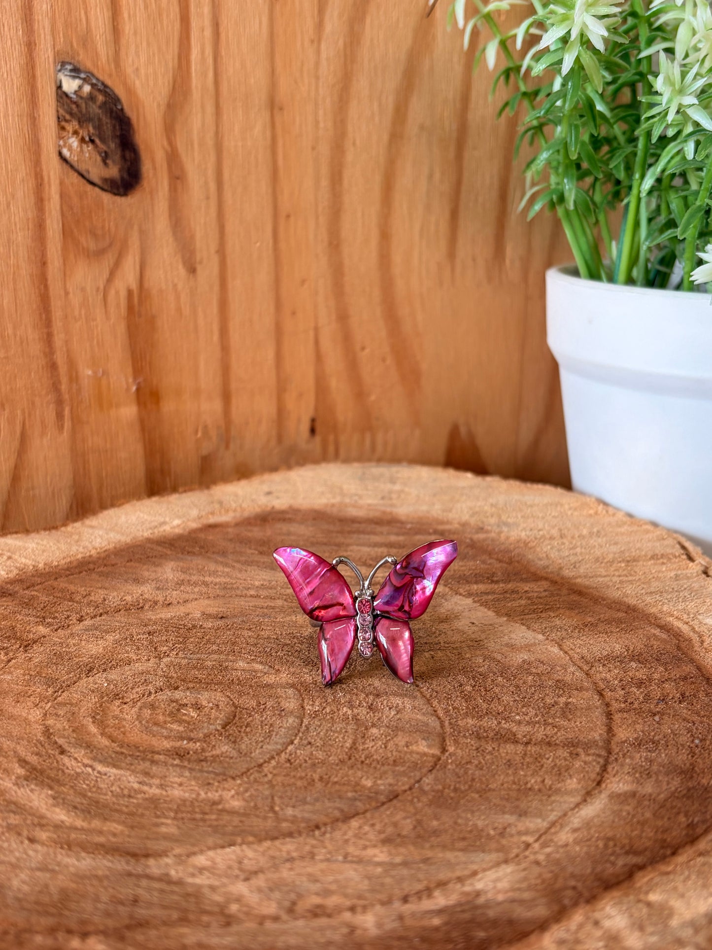 Pink Butterfly Ring : Size 6