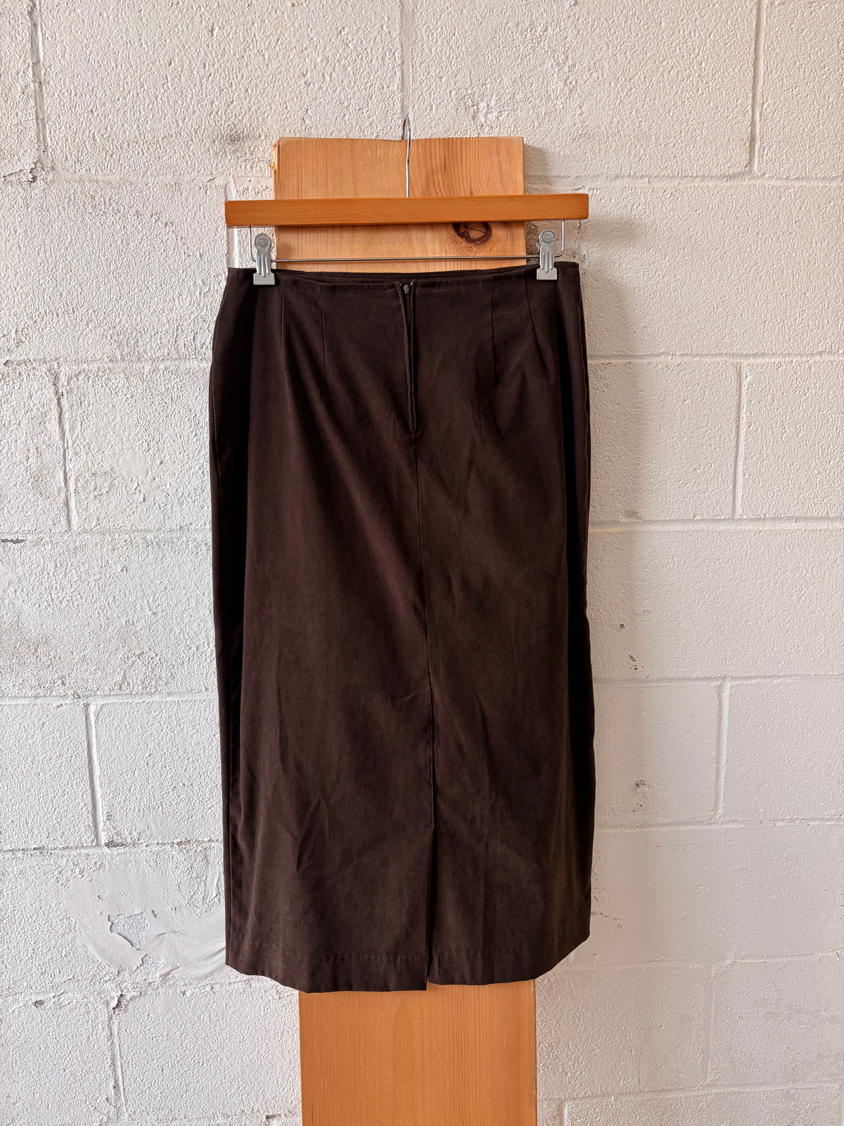 Vtg Classic Brown Midi Skirt : 31”W