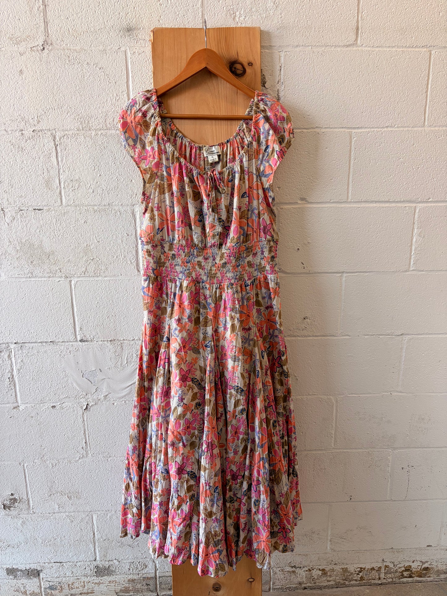 Long Pink Floral Dress : XL