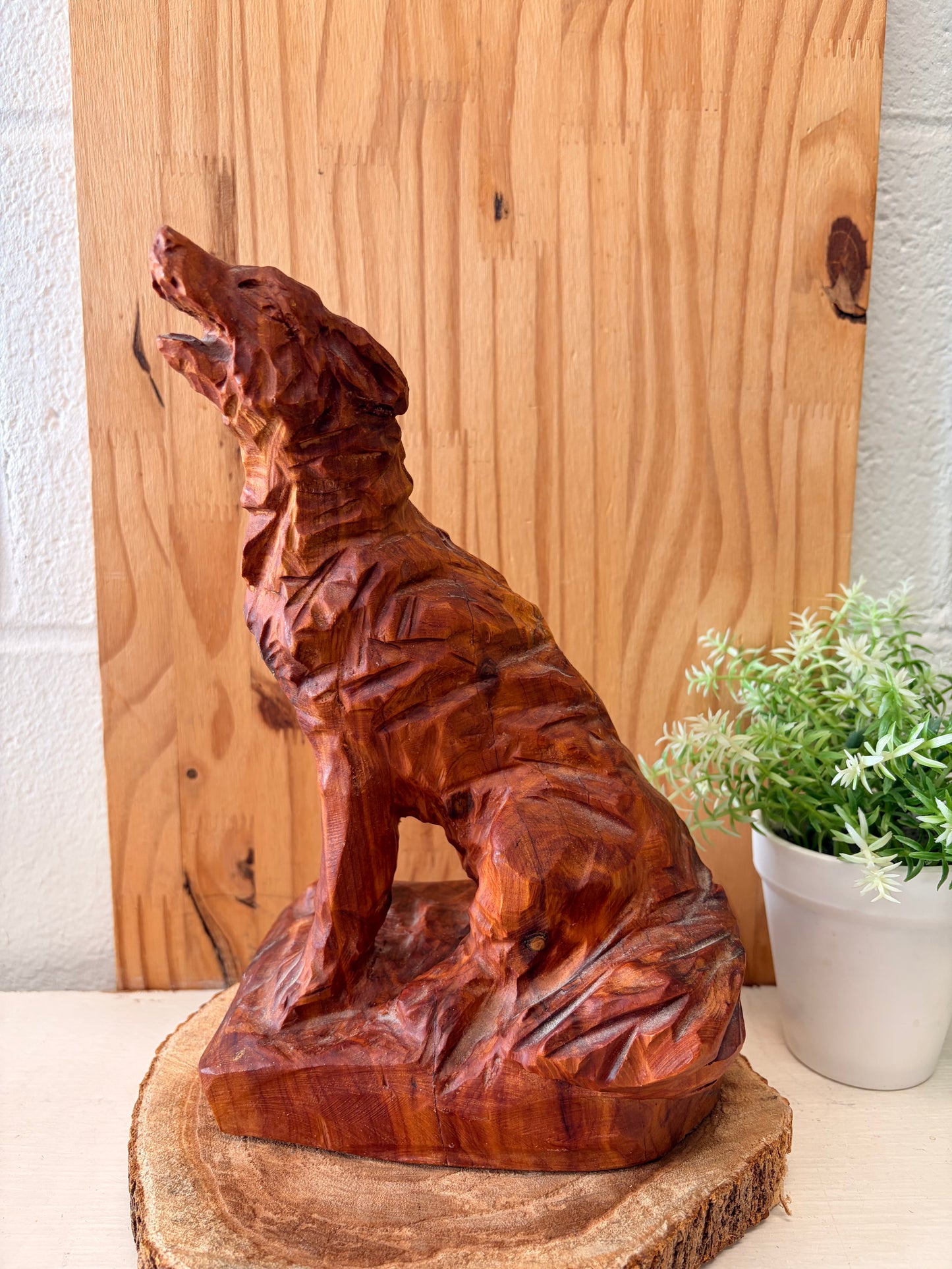 Carved Wooden Wolf Figure (Local Pick Up Only)