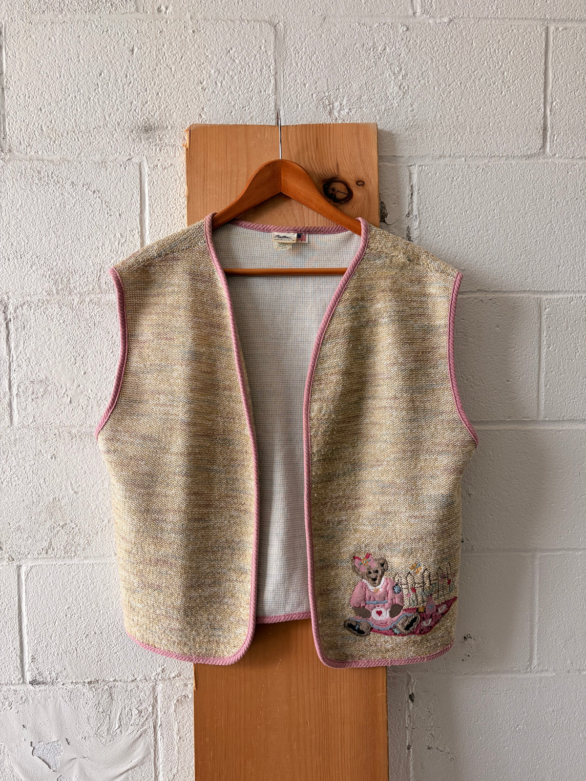 Vtg Teddy Bear Tea Party Vest : XL