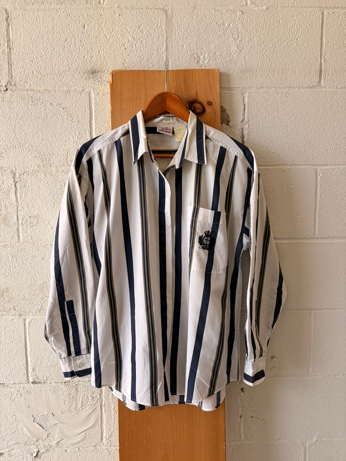 Blue & White Striped Button Down : L