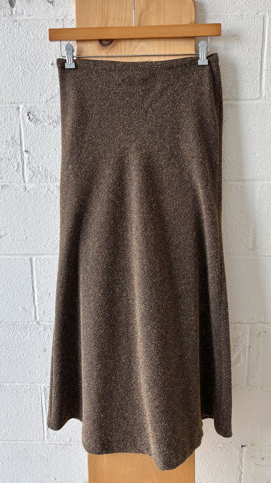 Vtg Long Brown Skirt : 6