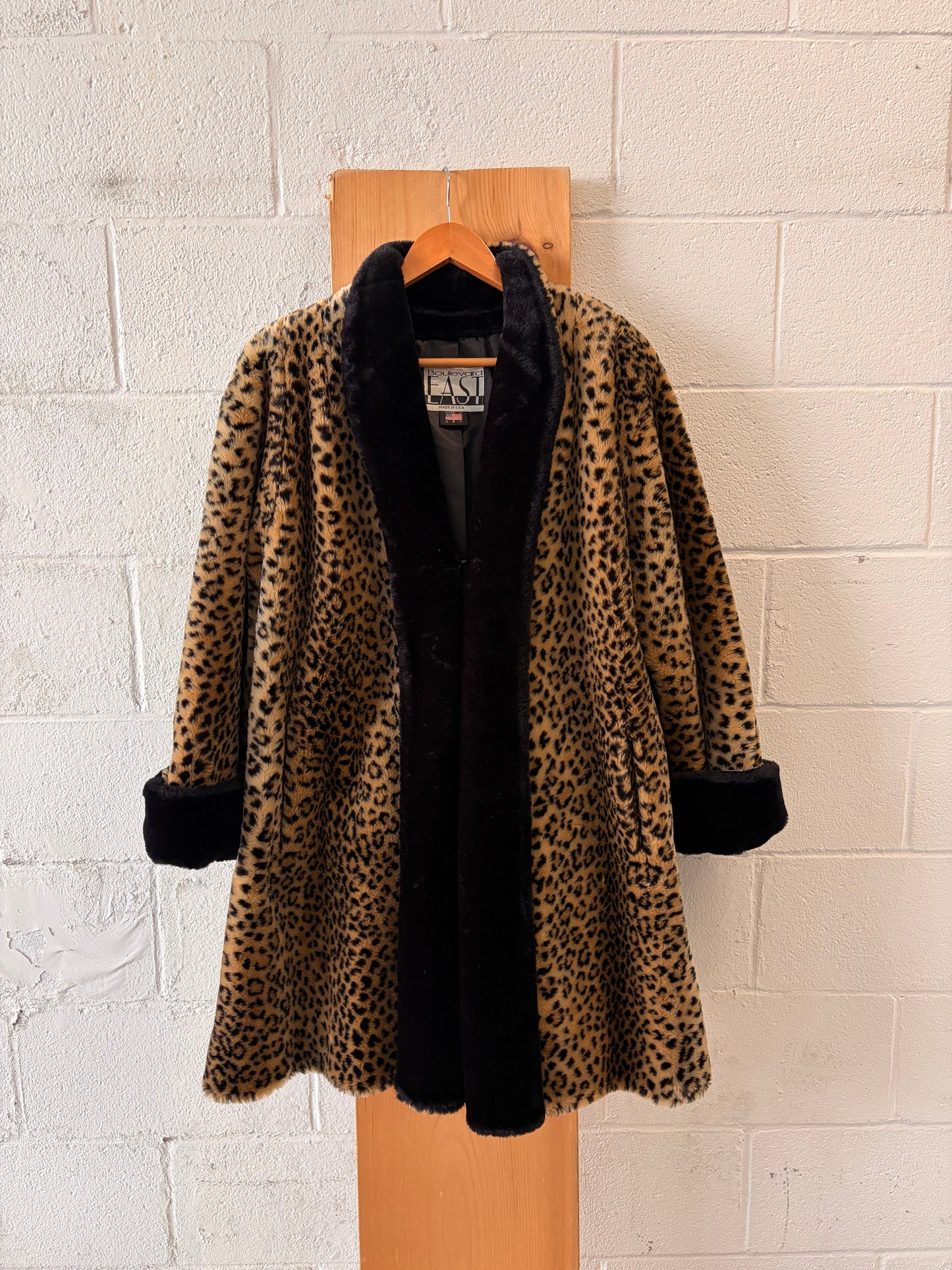 Vtg Boulevard East Faux Leopard Fur Coat : S (Local Pick Up Only)