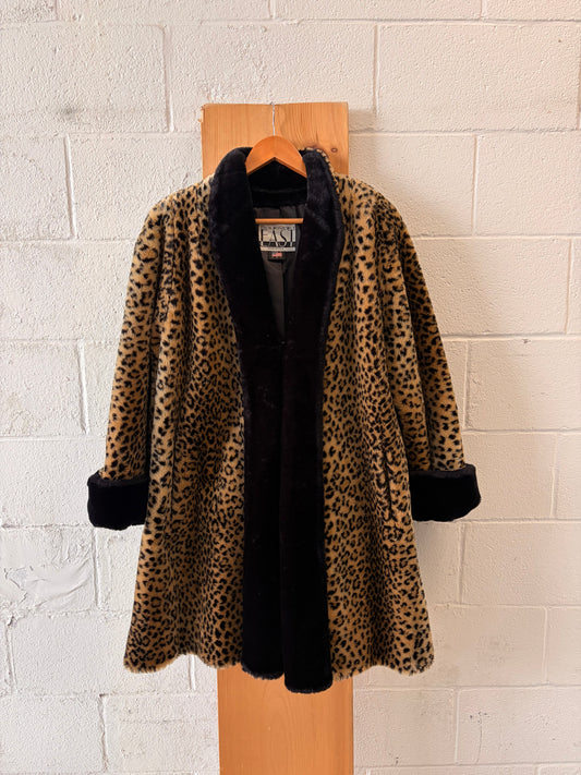 Vtg Boulevard East Faux Leopard Fur Coat : S (Local Pick Up Only)