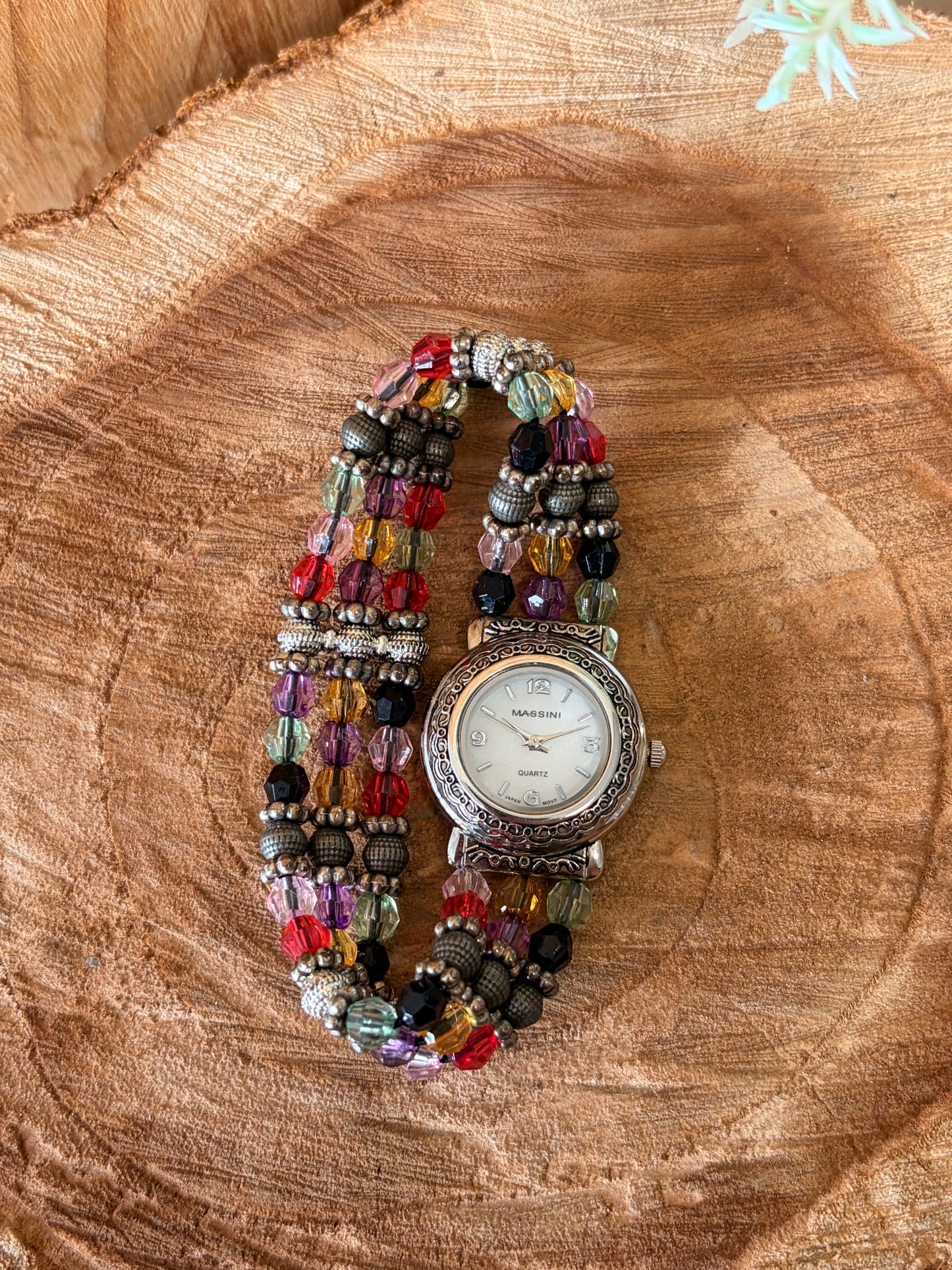 Colorful Beaded Elastic Watch (Untested - As Is)