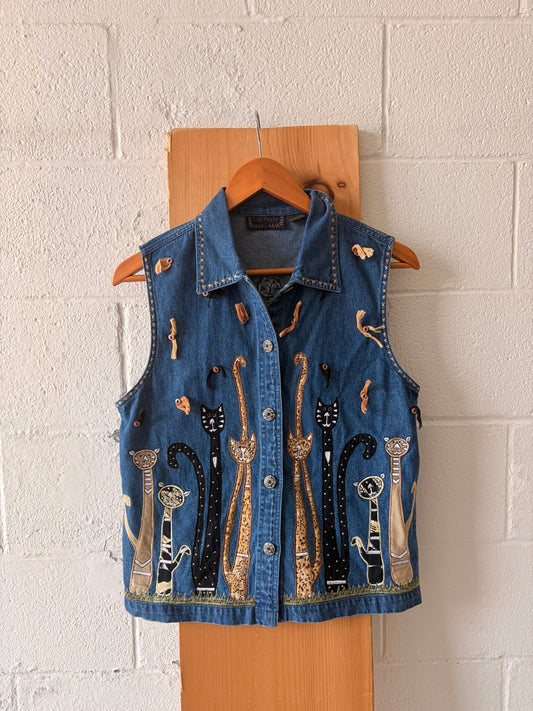 Embroidered Cats Vest : S