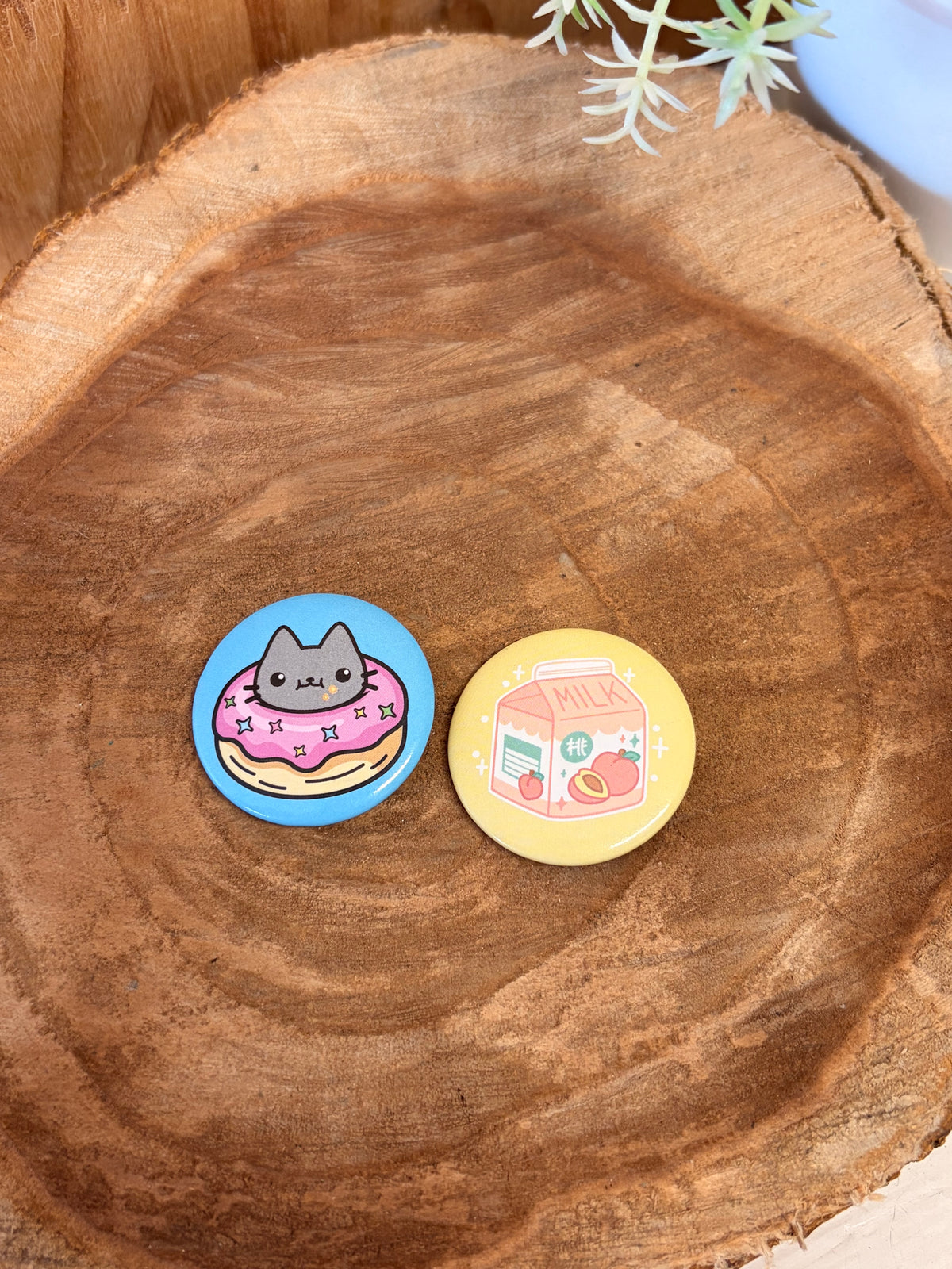 Cute Little Pair of Cat & Milk Pins