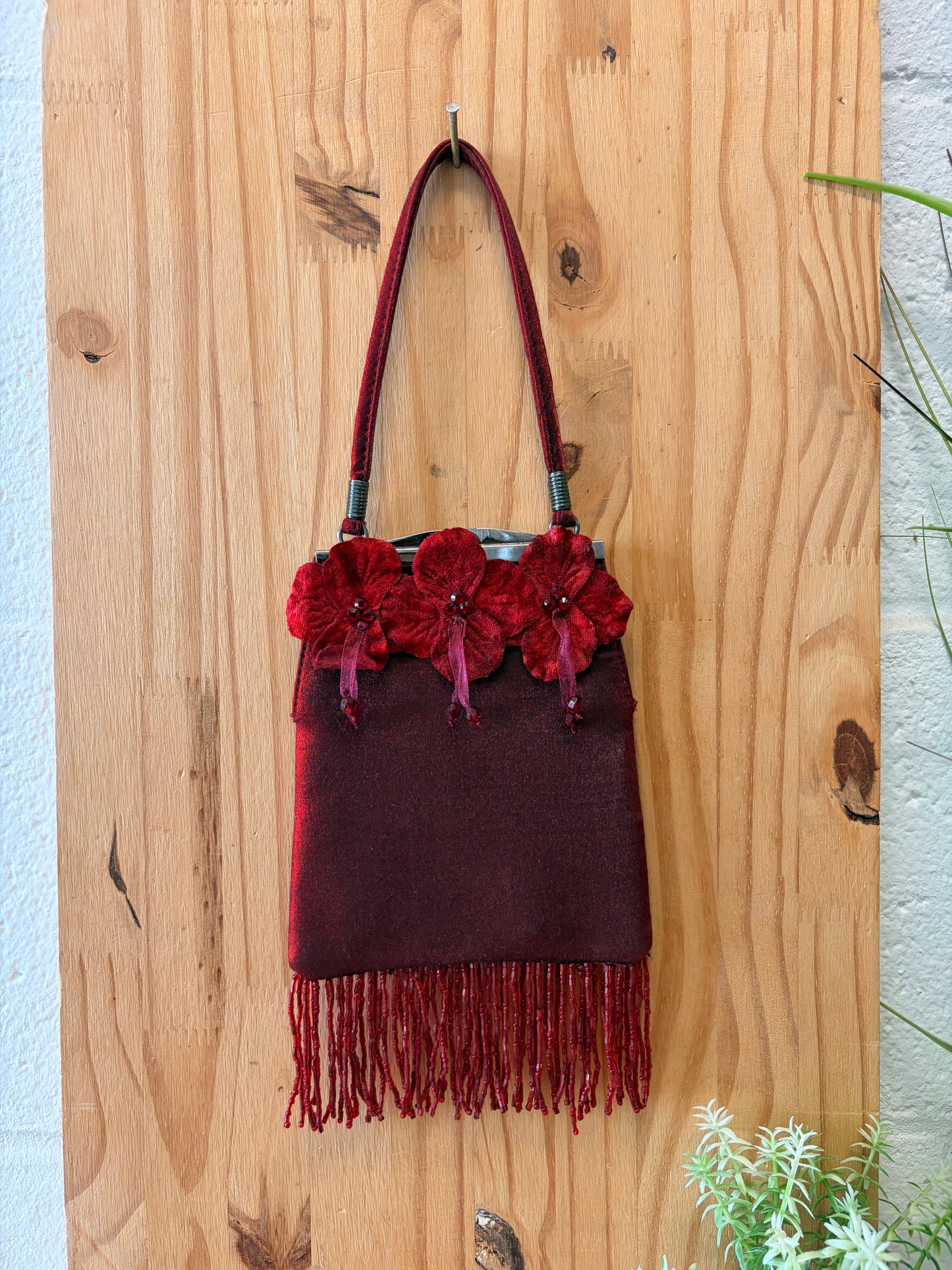 Little Beaded Red Floral Coin Purse