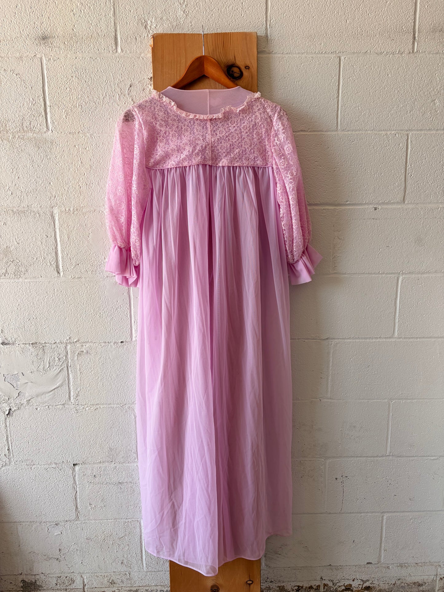 Vtg Lilac Front Tie Robe : S