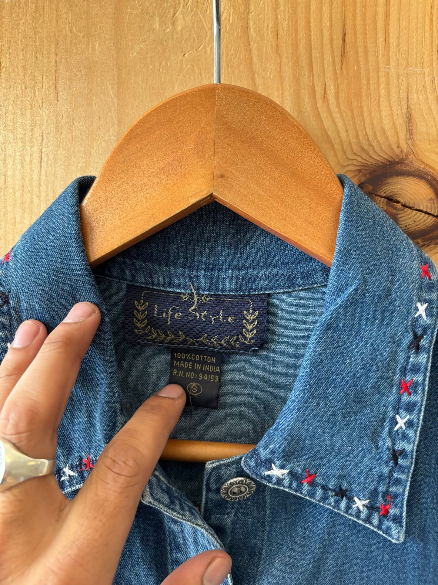Denim Cat Sleeveless Button Up Top : S