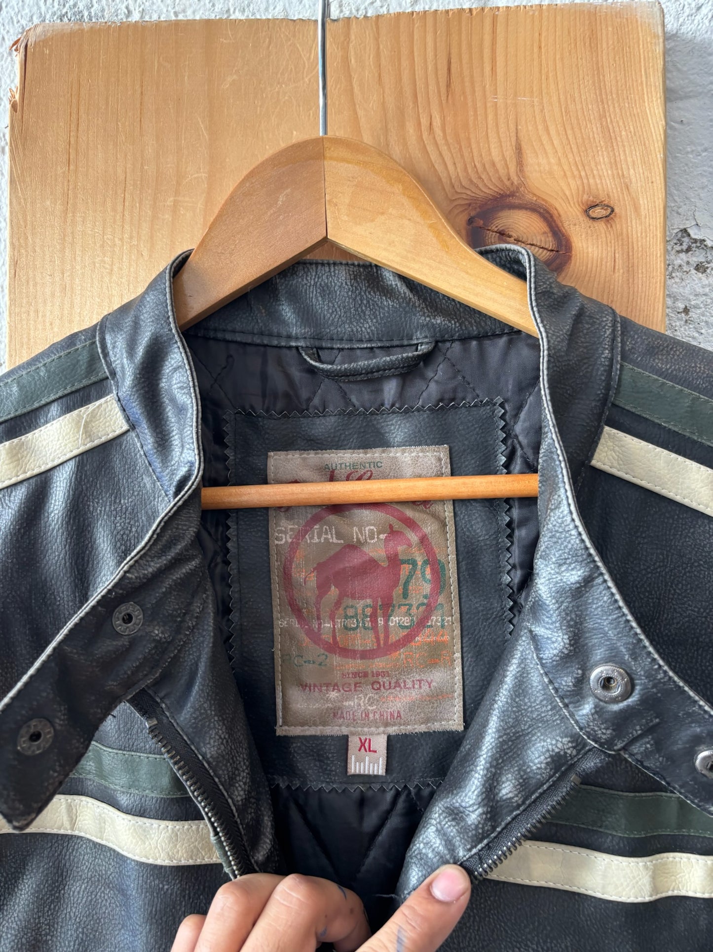 Faux Leather Racing Jacket : XL