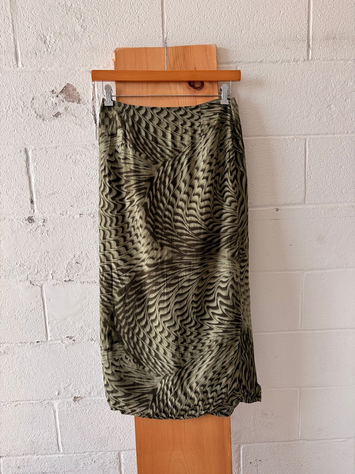 Vtg Green Patterned Wrap Skirt : 12