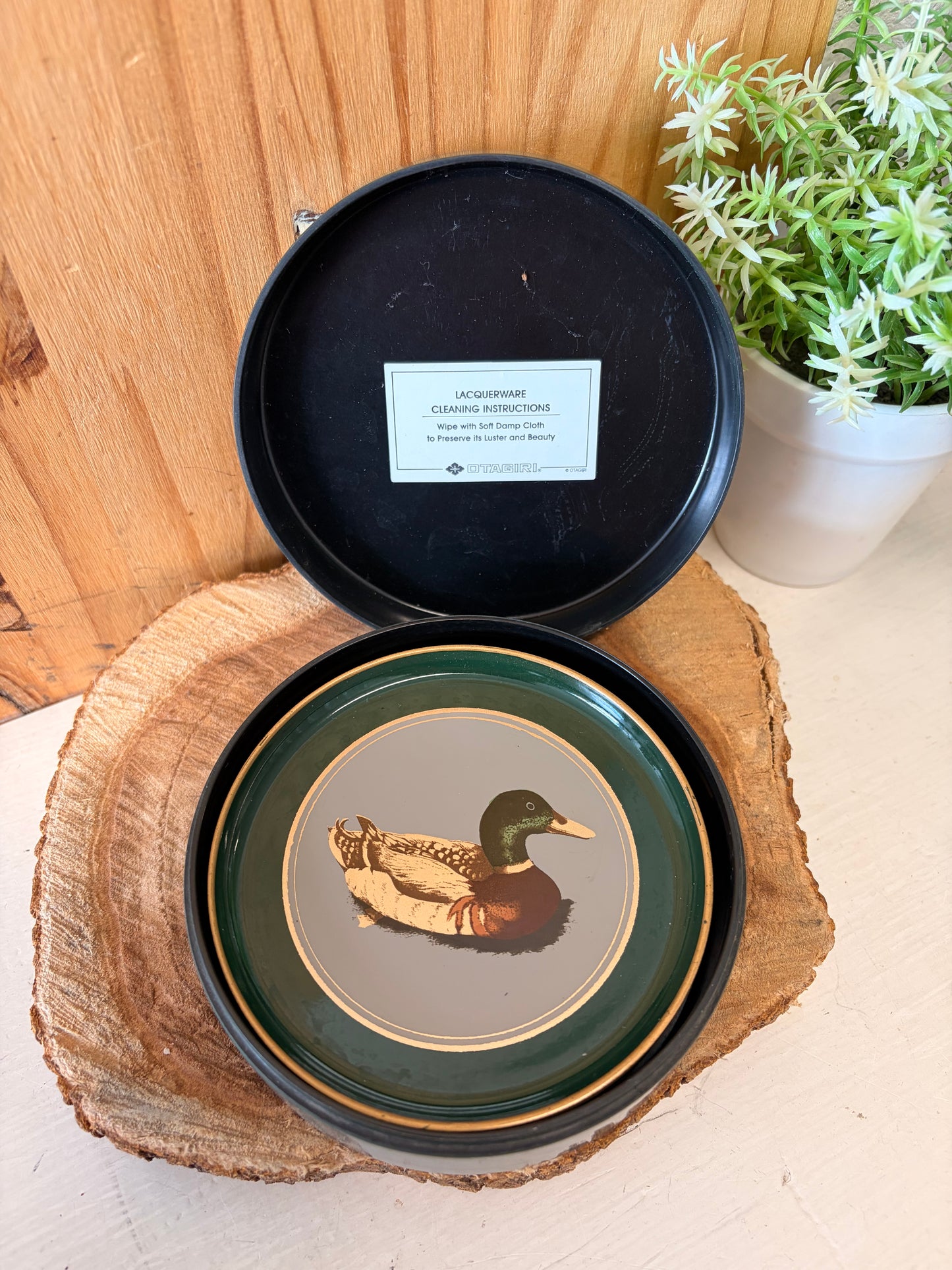 Vtg Set of 5 Otagiri Lacquerware Mallard Duck Coasters (Local Pick Up Only - As Is)