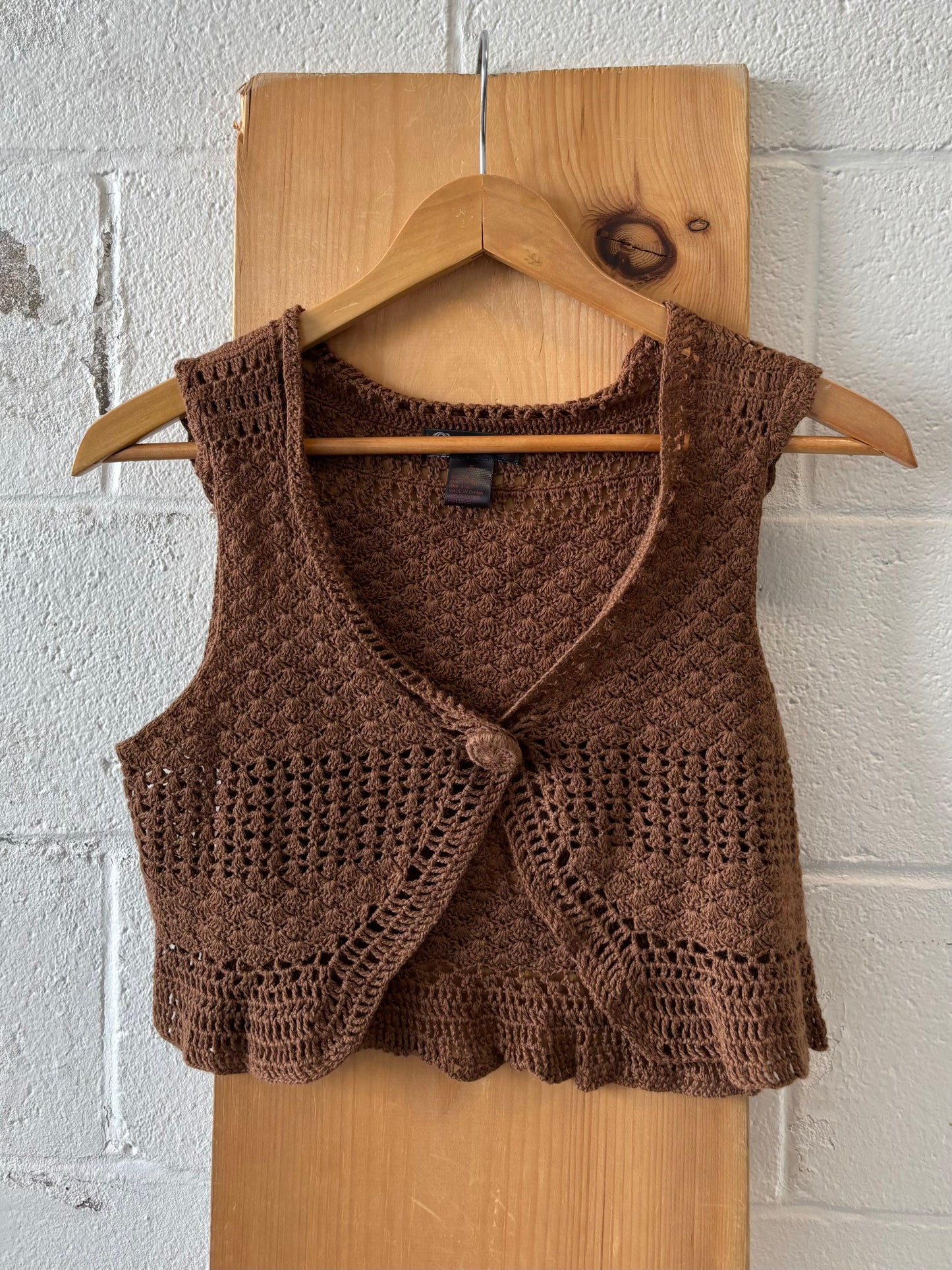 Brown Crochet Vest : S