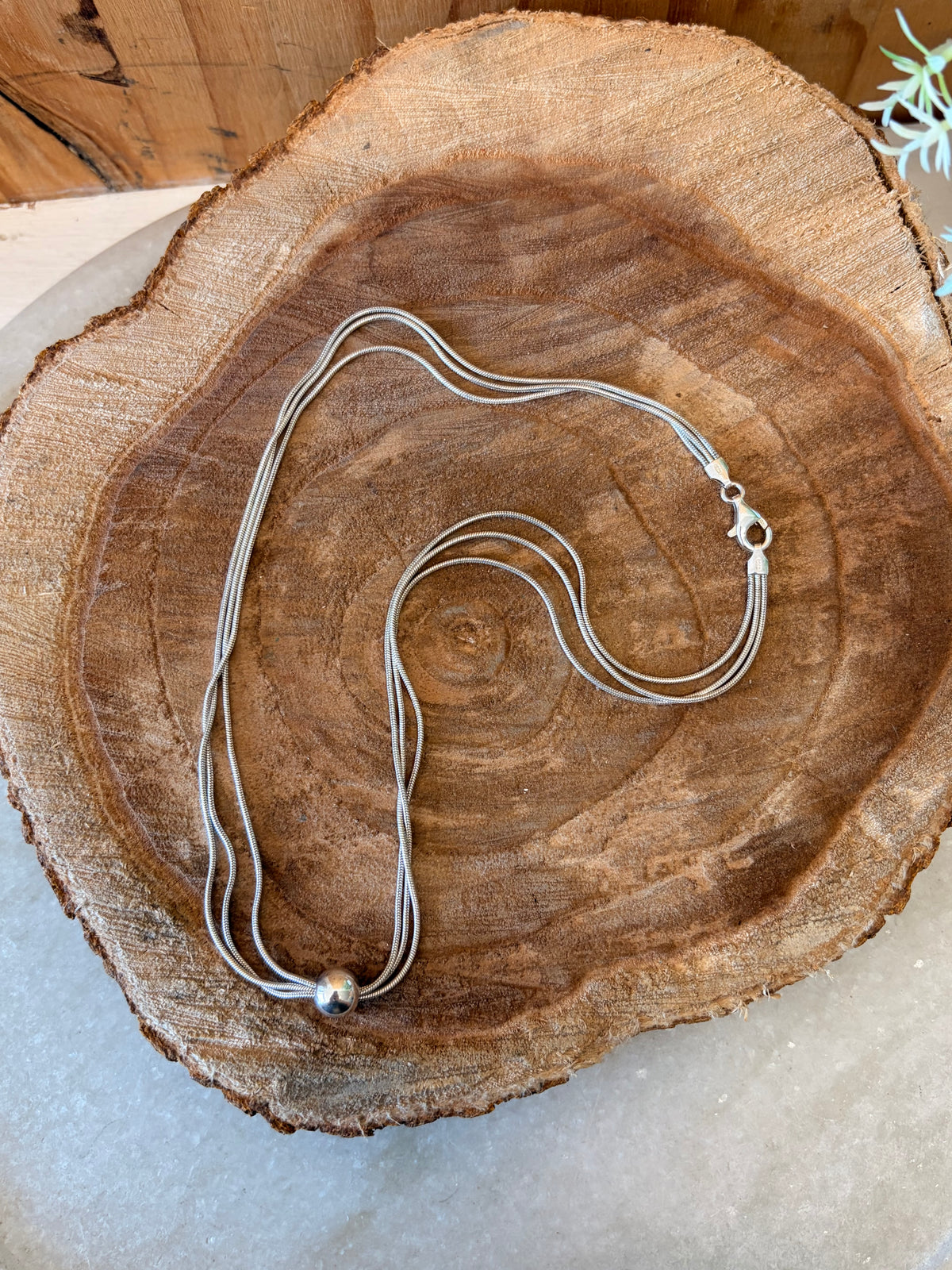 Triple Strand 925 Sterling Bead Necklace