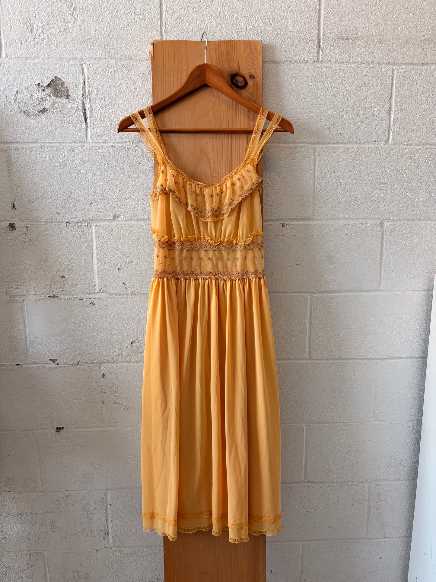 Vtg Yellow Kayser Peignoir Robe & Nightgown Set : 36