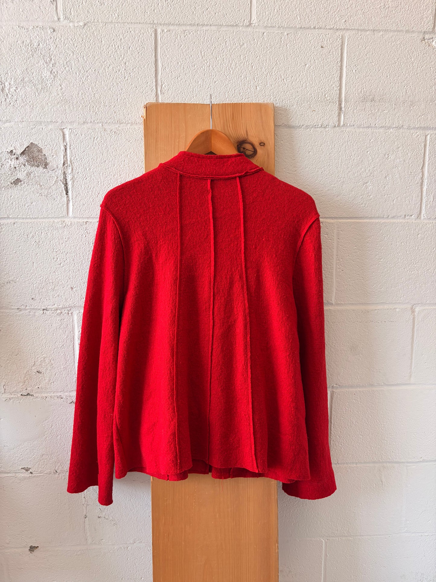 Red Wool Blend Cardigan Sweater : M