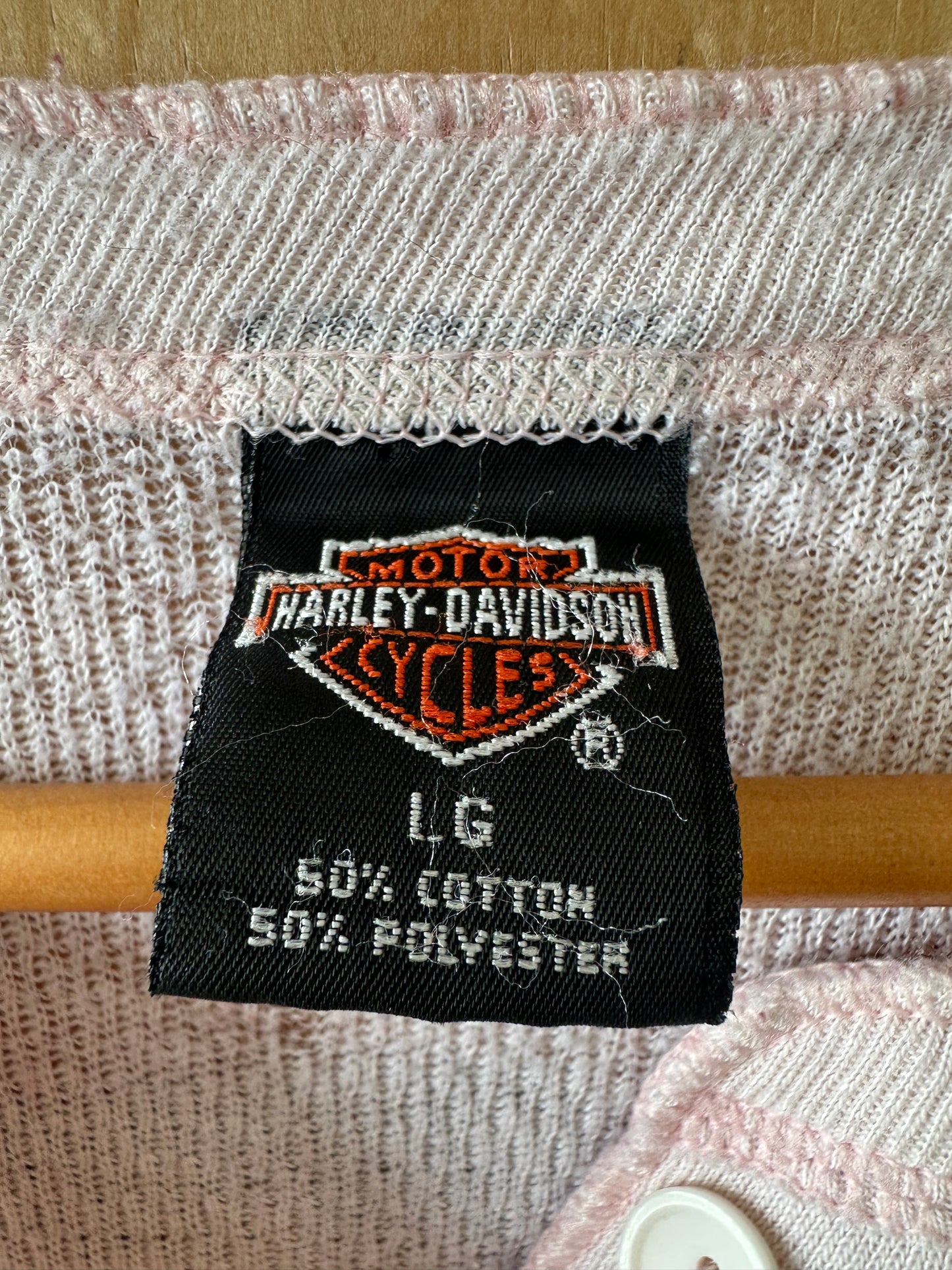 Vtg Baby Pink Harley Thermal : L