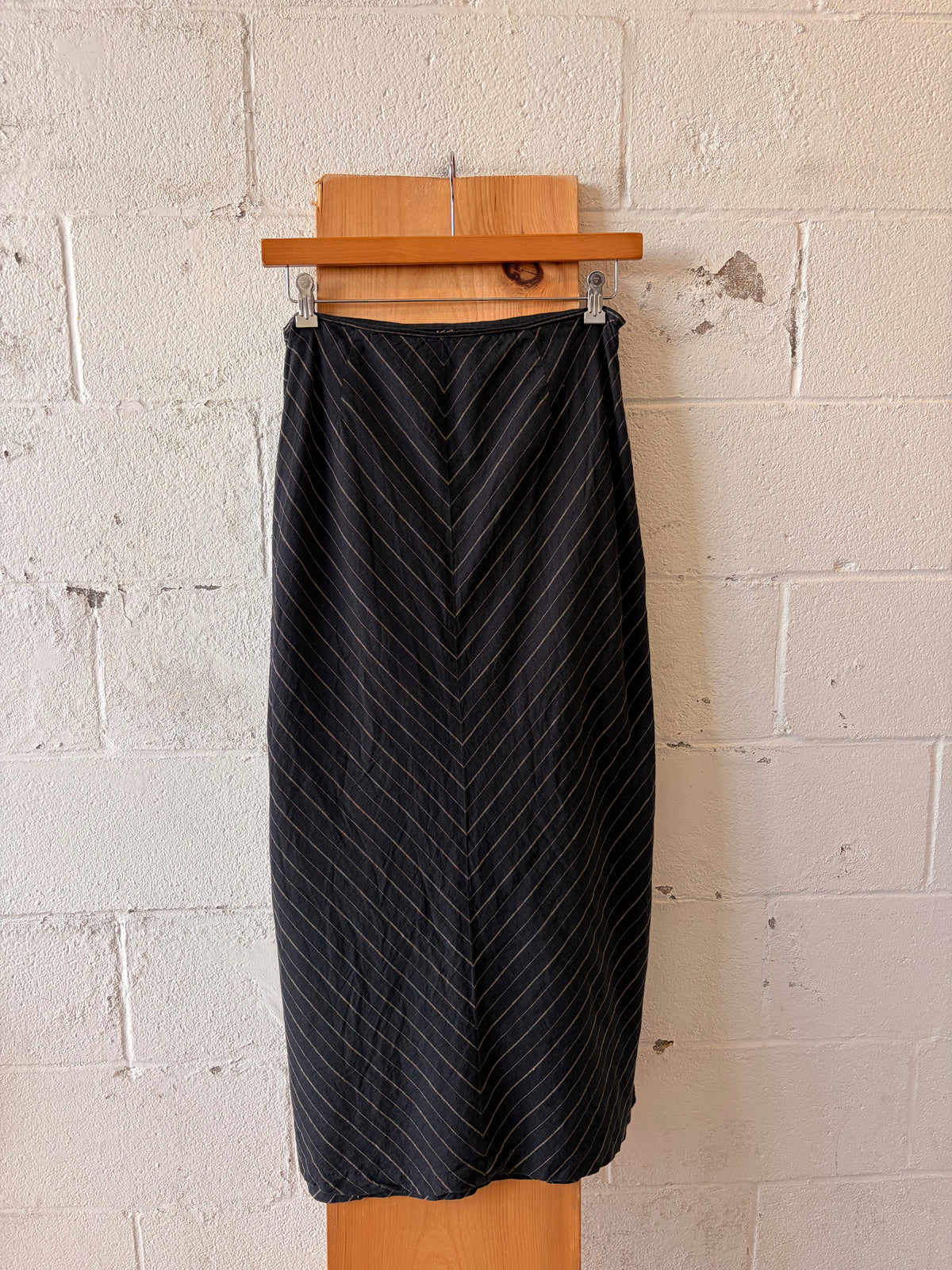 Striped Linen Blend Skirt : L