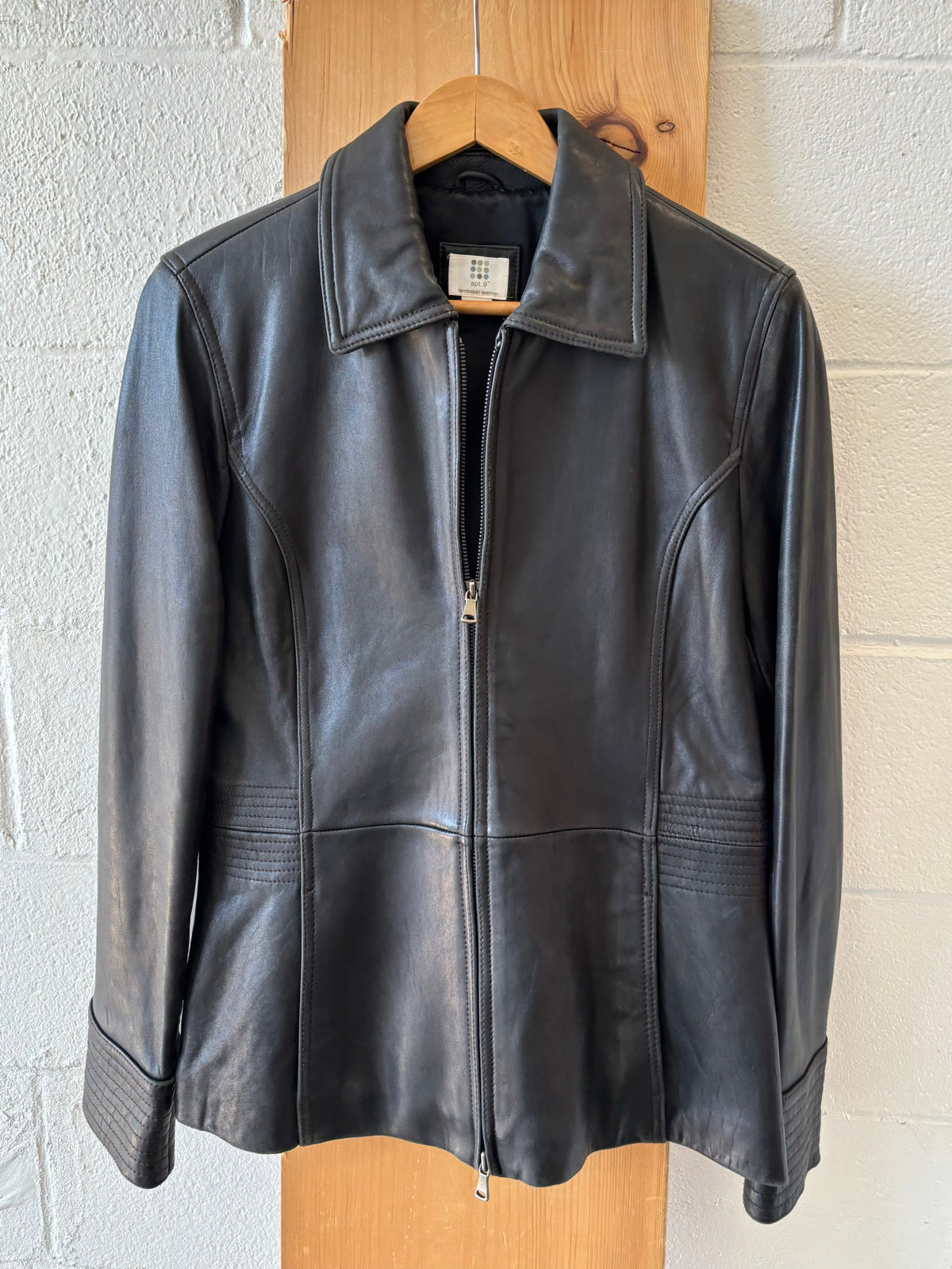 Black Lambskin Leather Jacket : M