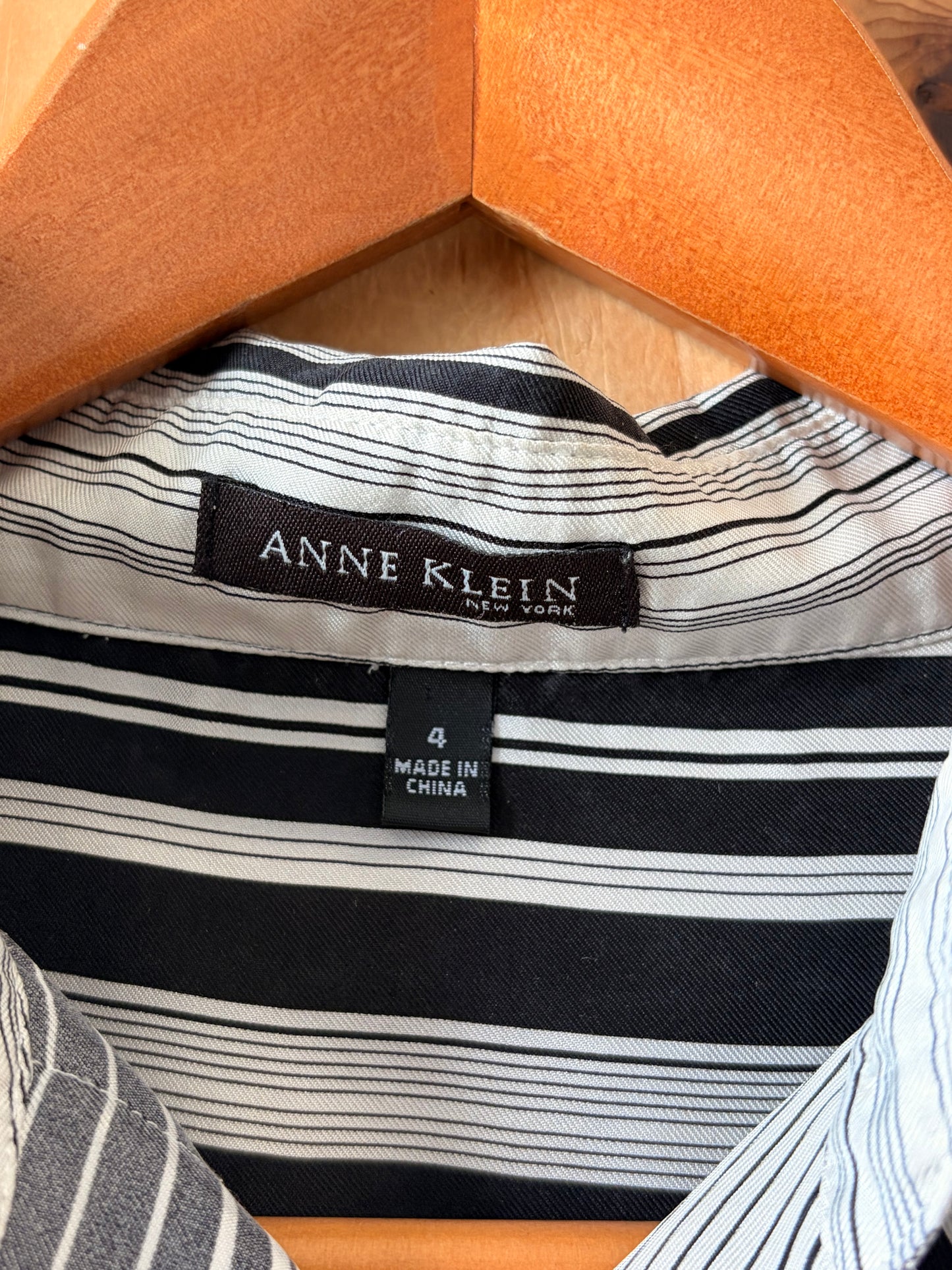 Black & White Striped Silk Blouse : 4