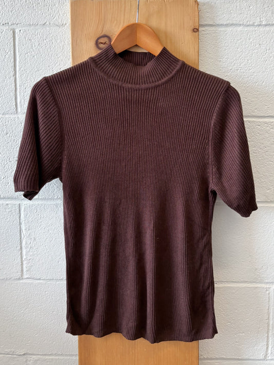 Brown Ribbed Top : M