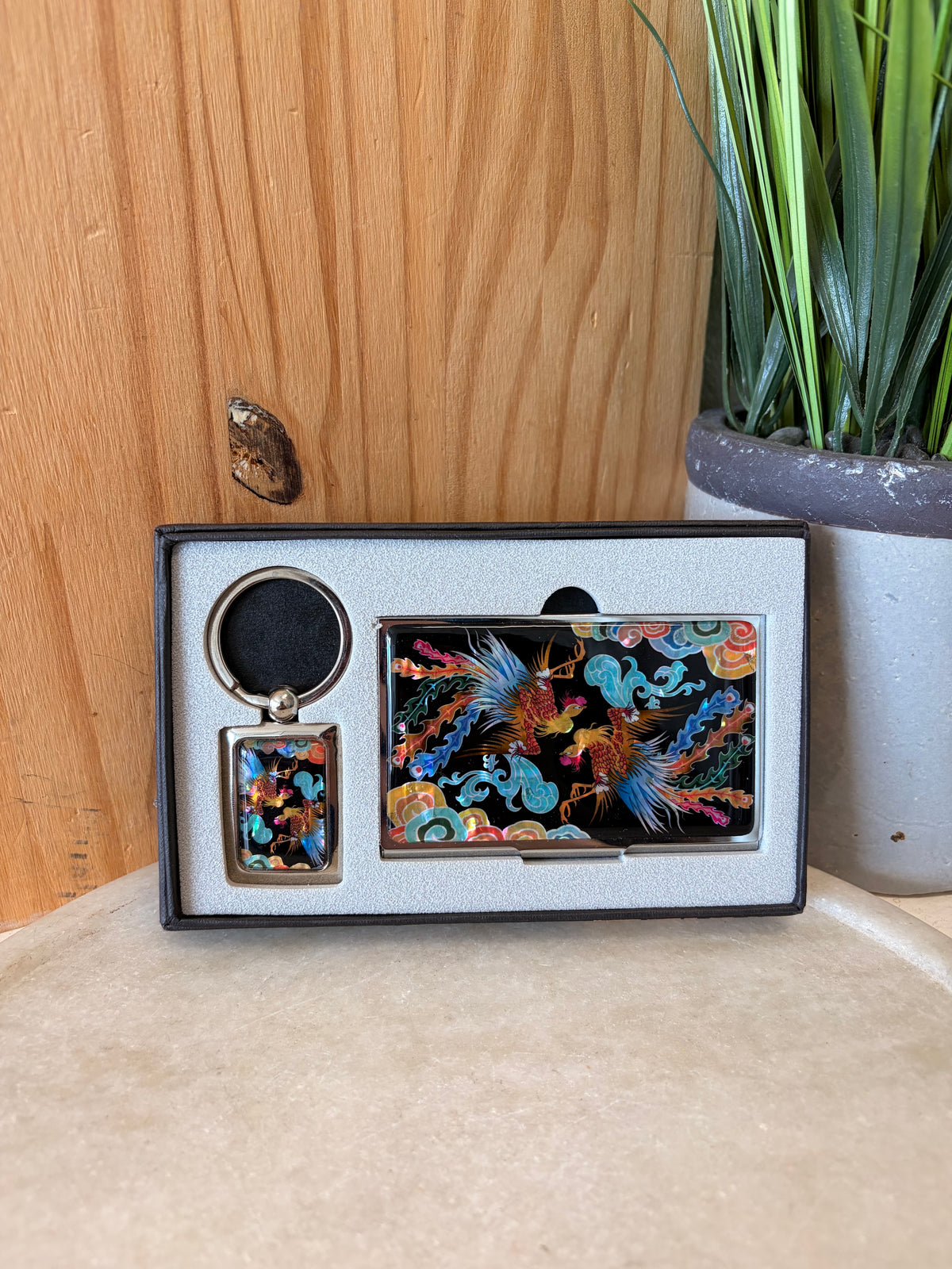 Iridescent Phoenix Business Card Compact & Keychain