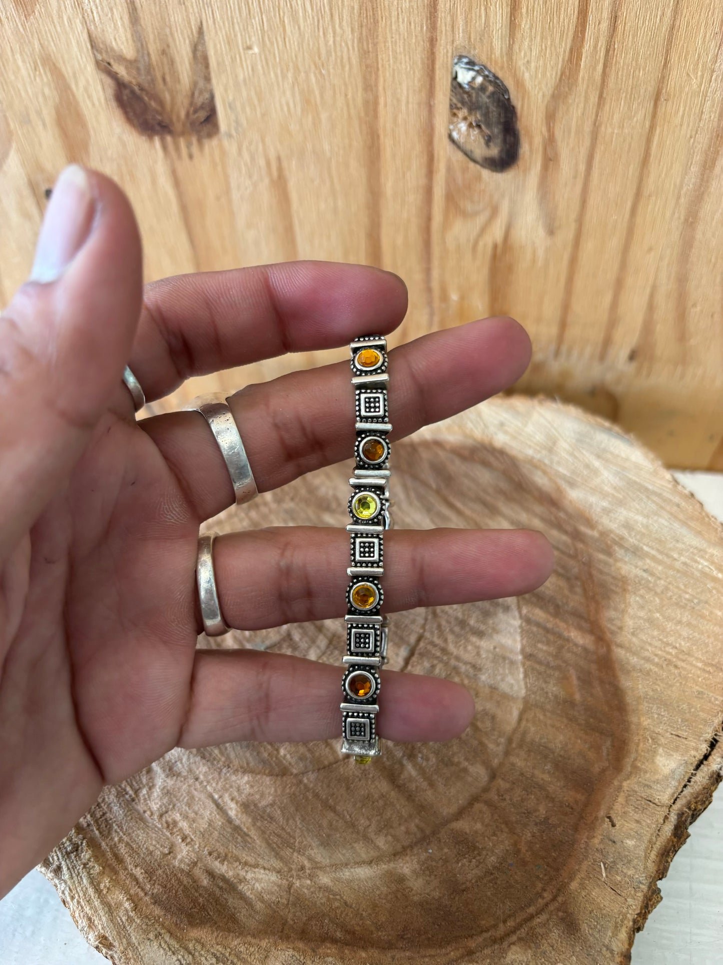 Silver Tone Elastic Bracelet