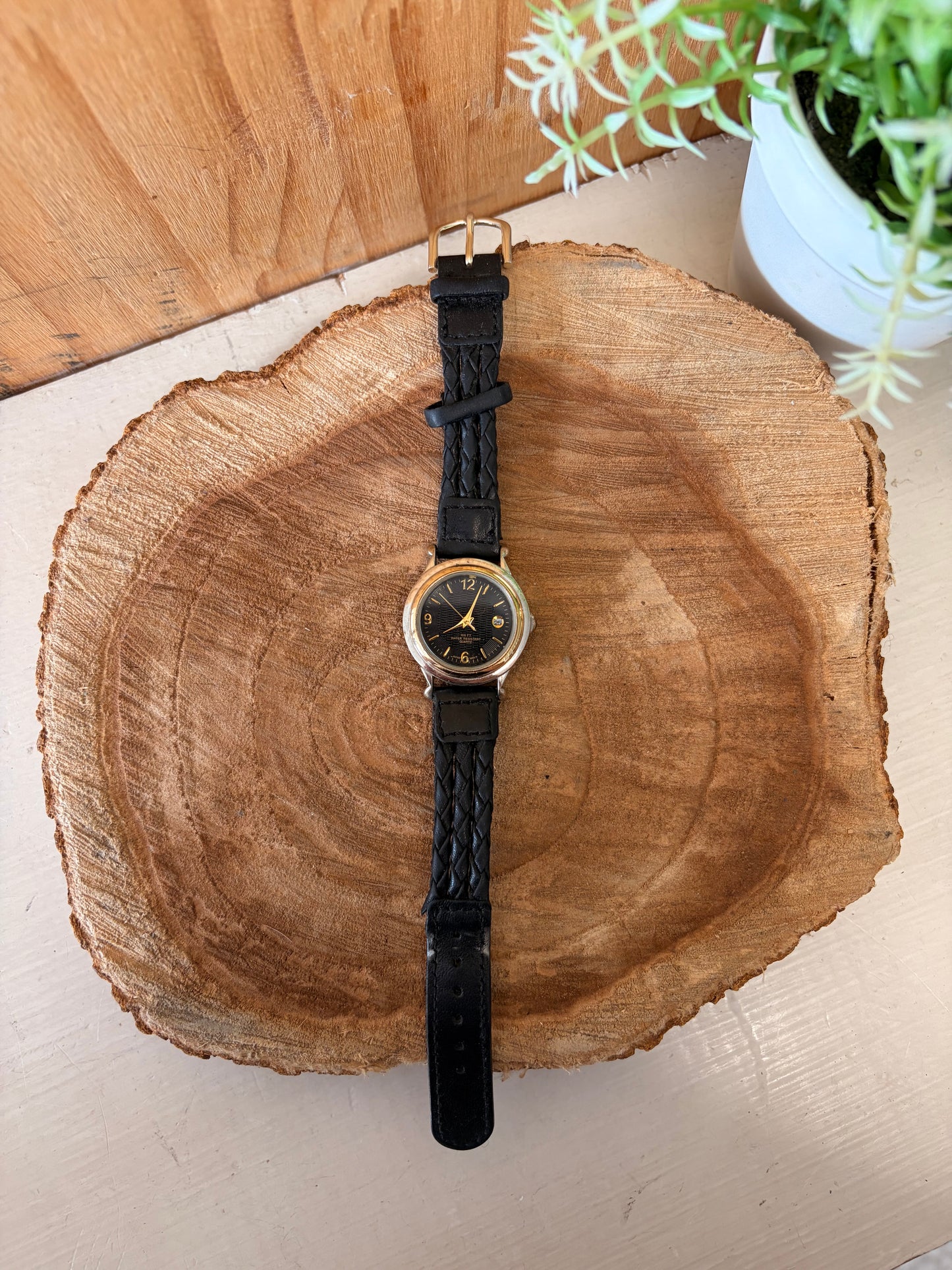 Braided Black Leather Watch (Untested)