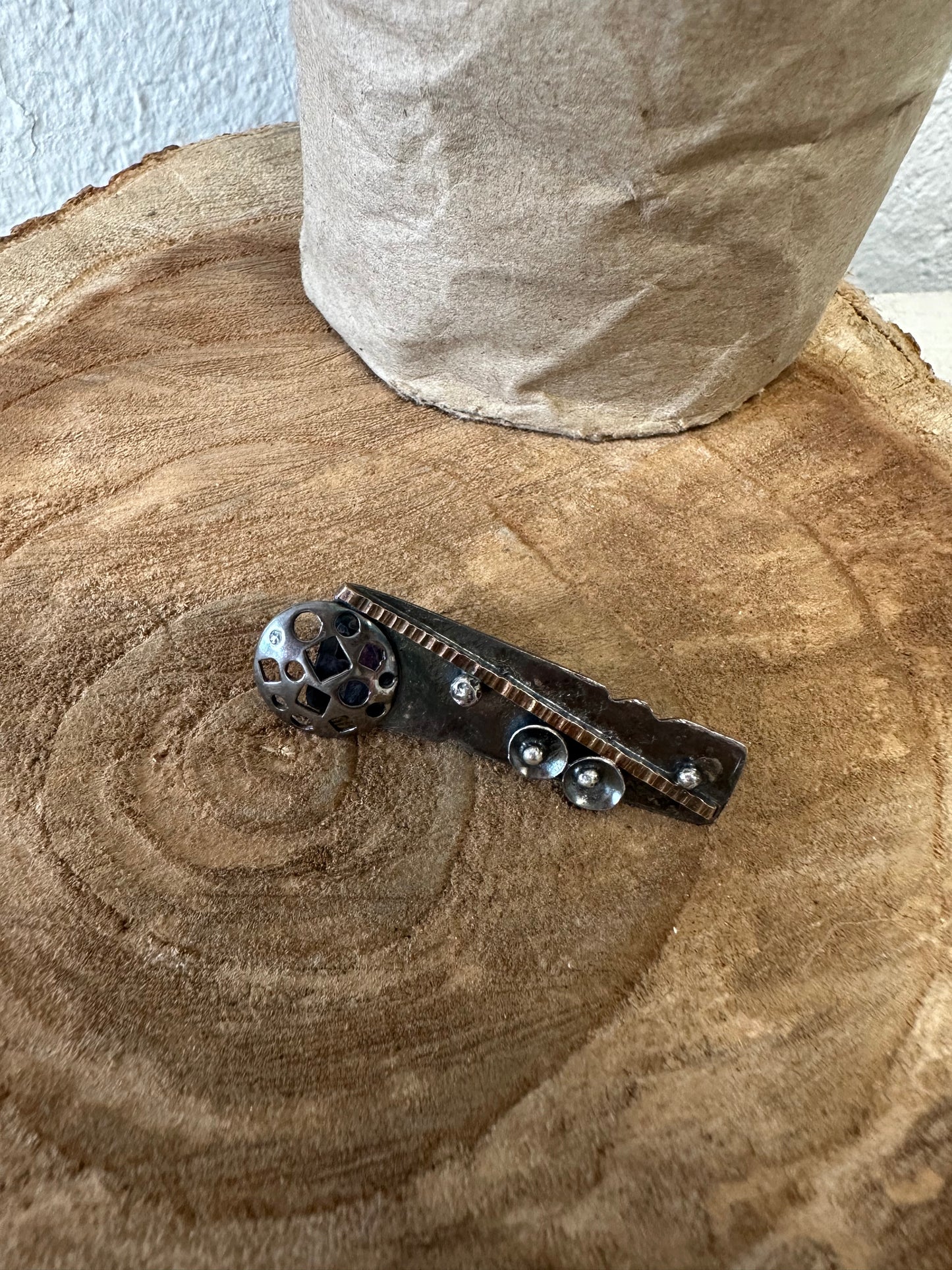 Abstract Signed Metal Pendant