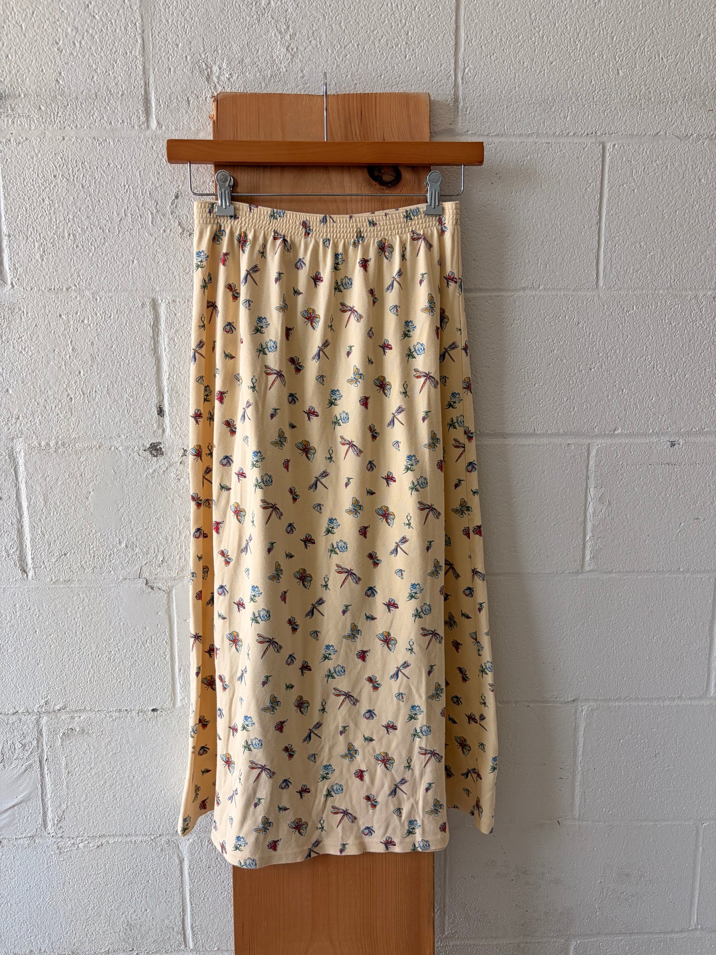 Yellow Dragonfly Patterned Skirt : M