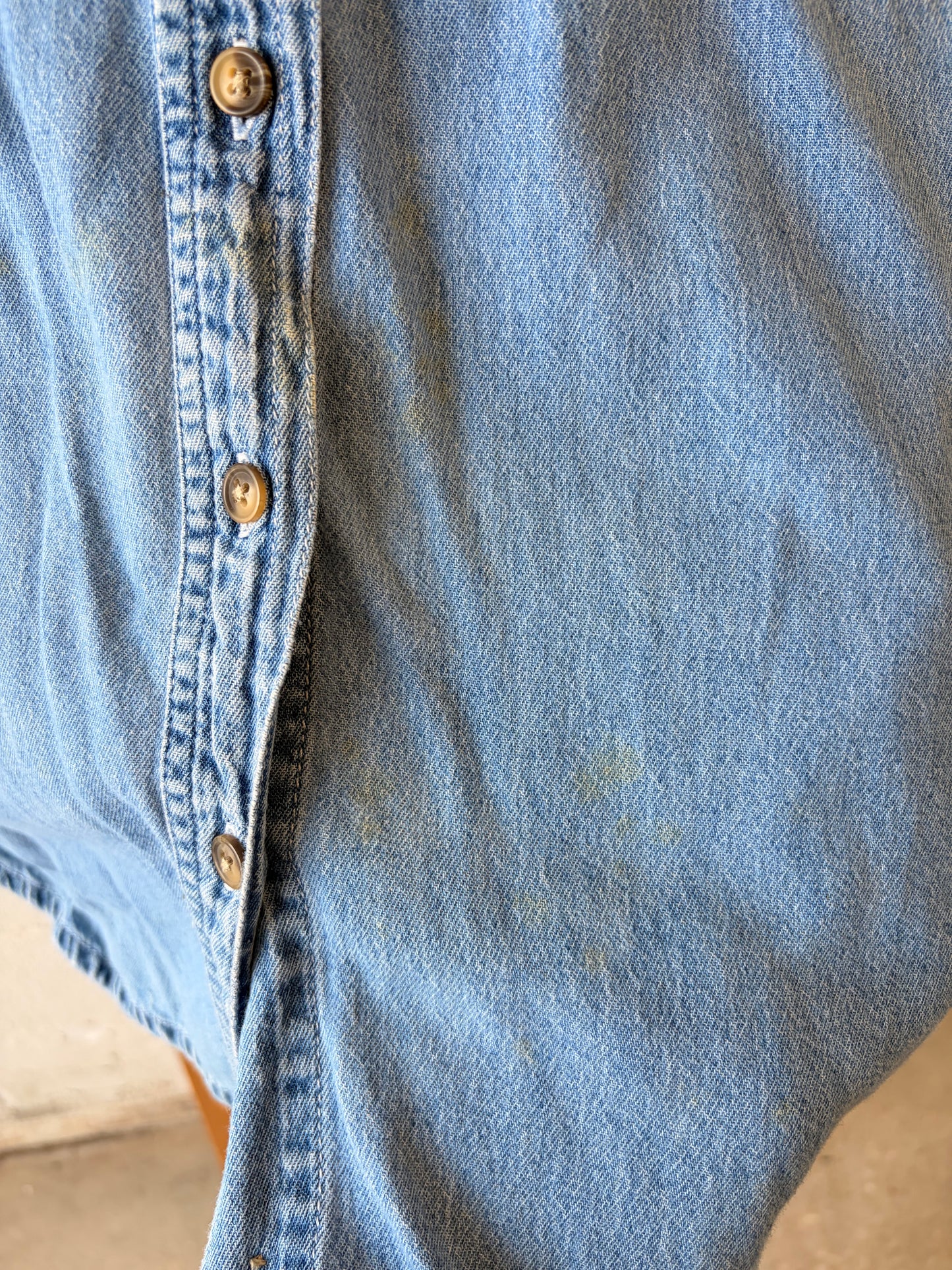 Vtg Embroidered Tigger Denim Button Up : L