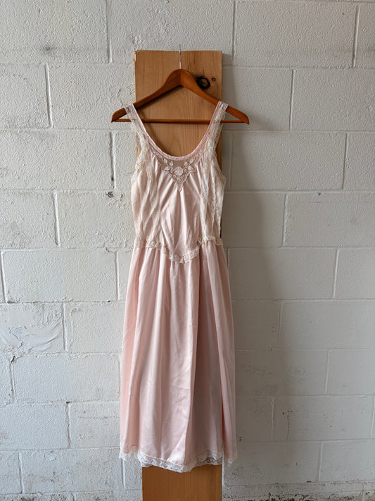 Vtg Lace Detailed Baby Pink Nightgown : M