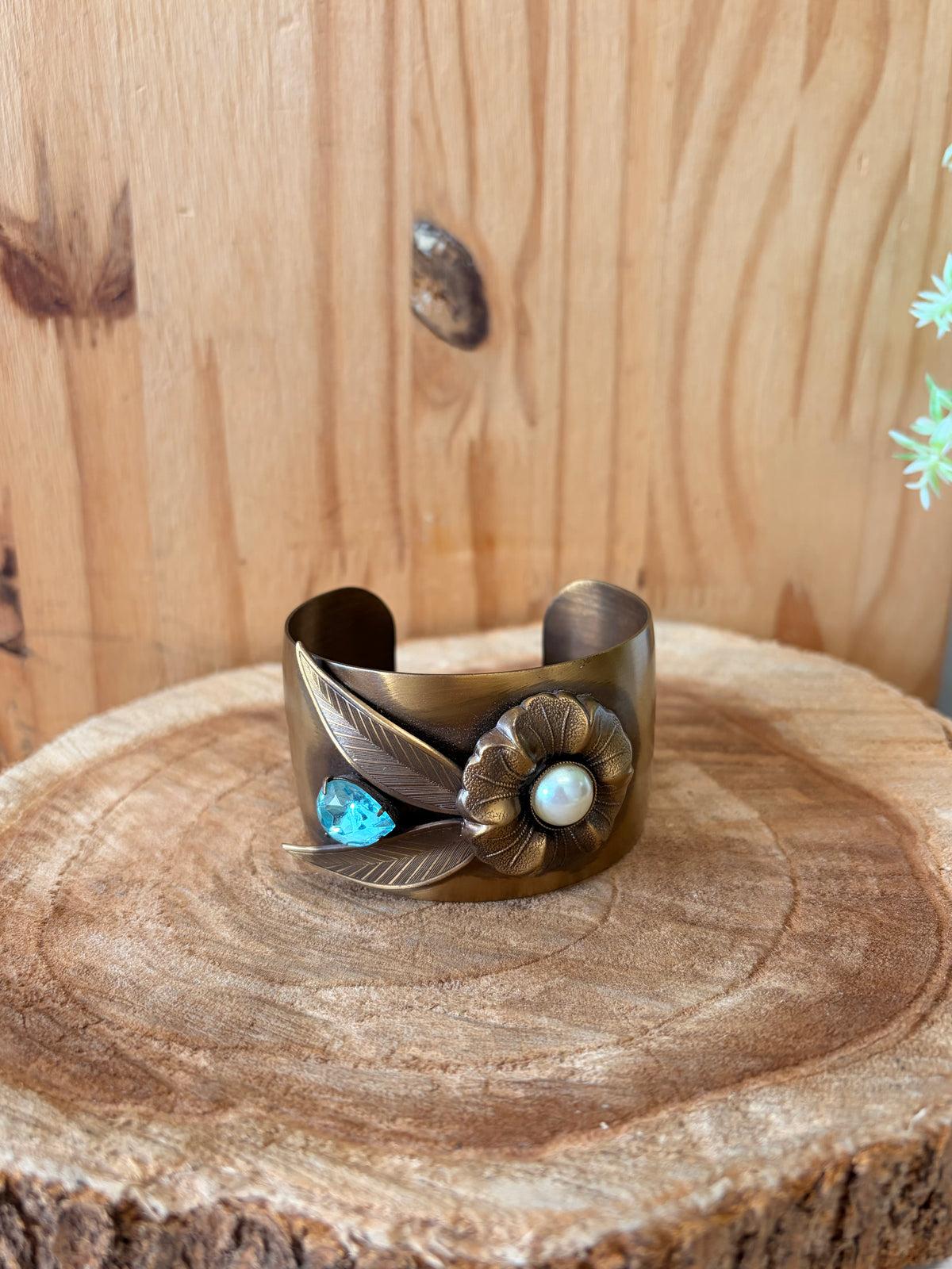 Bronze Tone Flower Cuff