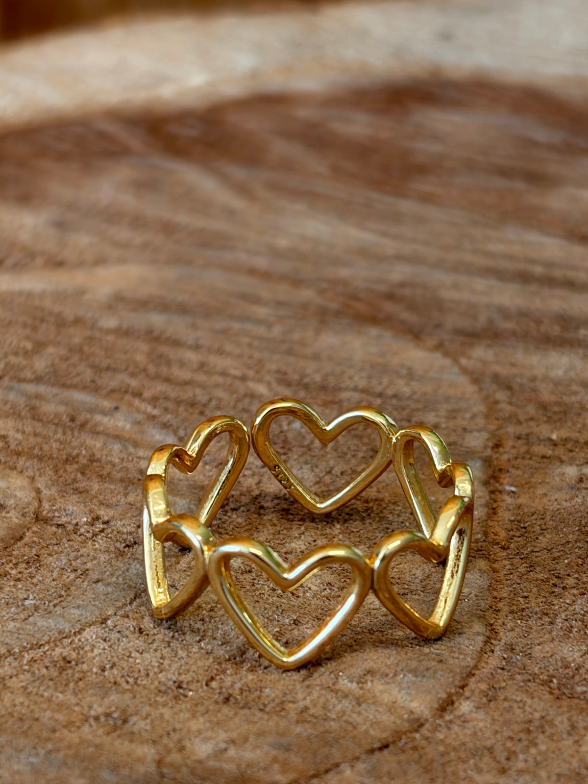 925 Gold Tone Heart Ring : Size 7