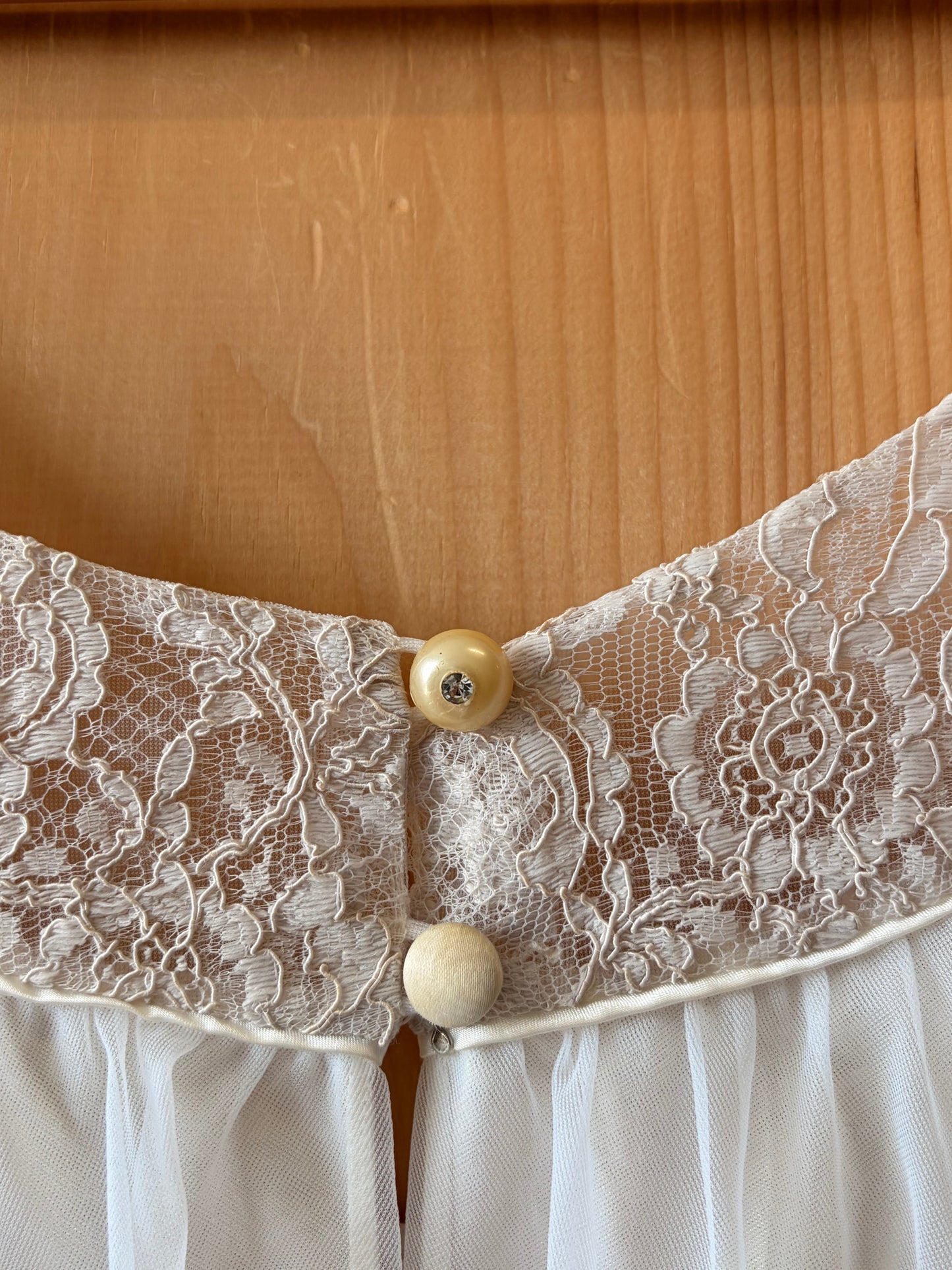 Vtg Lucie Ann Chiffon Lace Peignoir Robe : Petite (As Is)