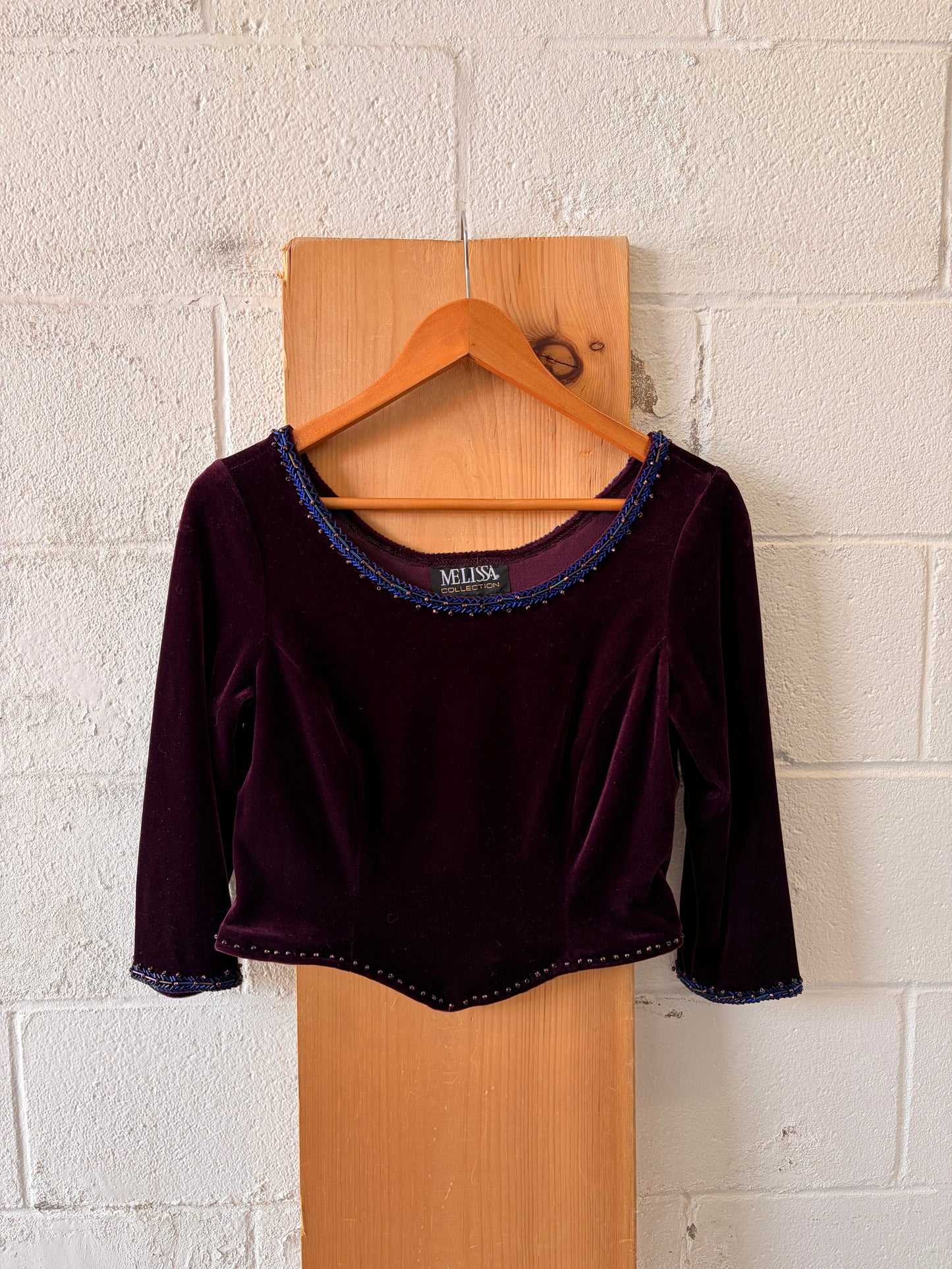 Beaded Velvet Plum Top : M