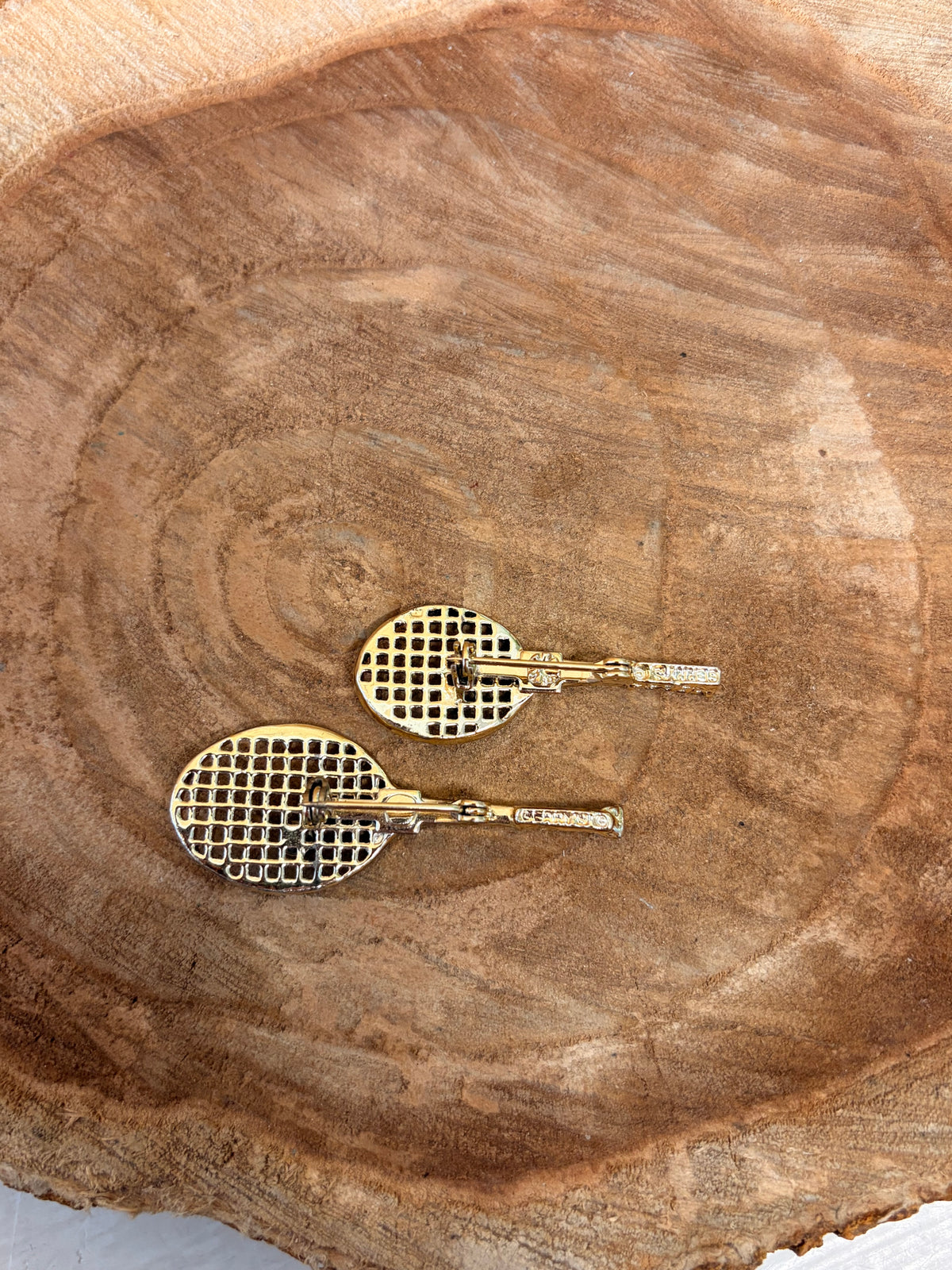 Pair of Gold Tone Tennis Brooches