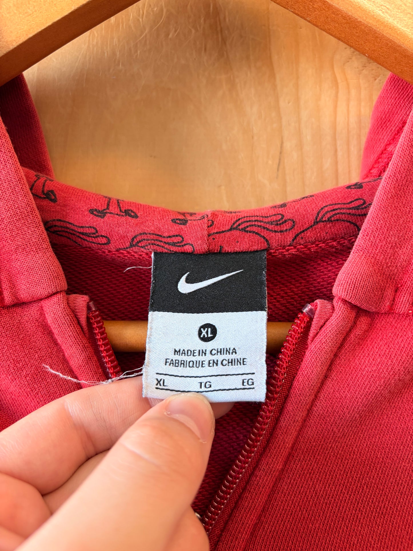 Nike Red & Black Bunny Hoodie : XL