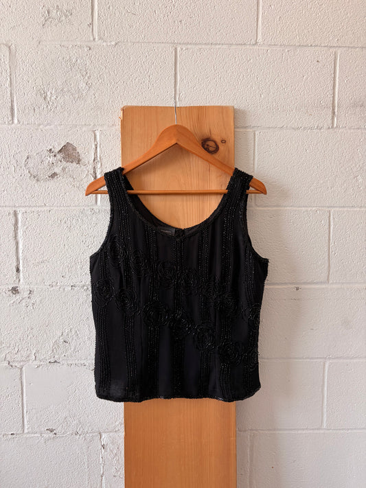 Black Beaded Tank : XL