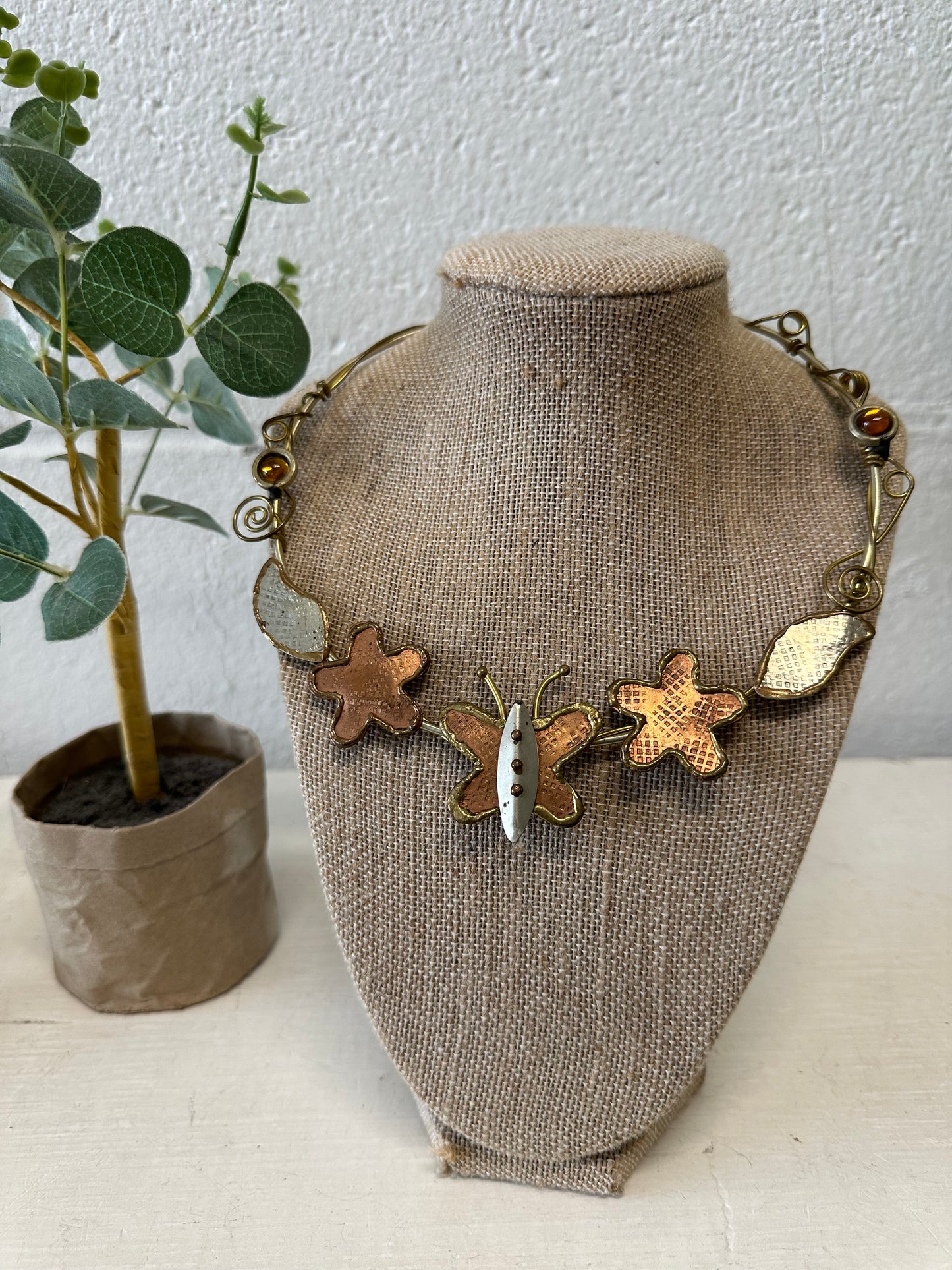 Funky Metal Butterfly Collar Necklace
