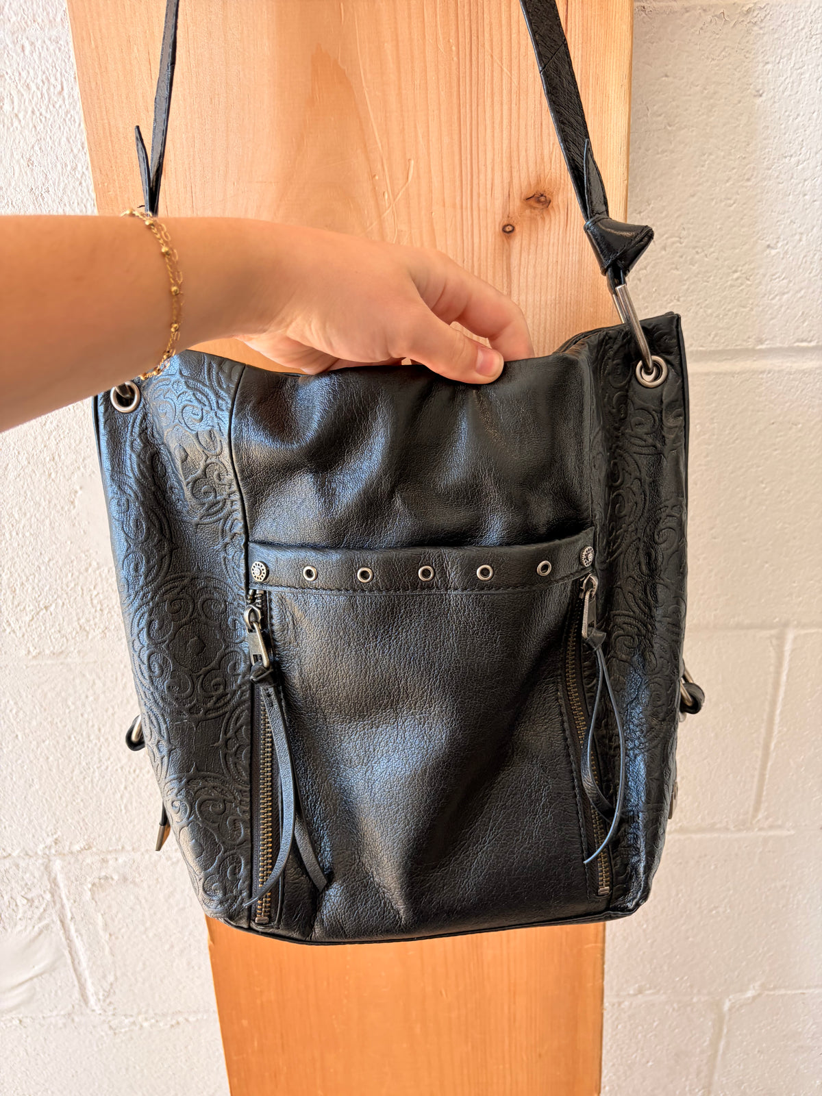 Black Studded Hobo Purse