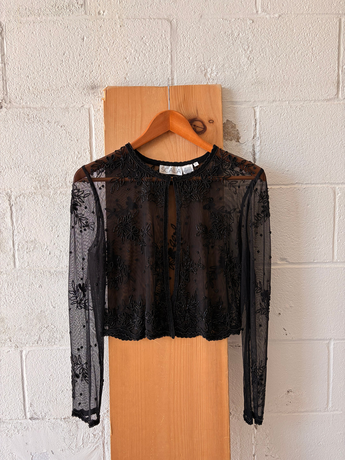 Vtg Scala Sheer Beaded  Cardigan : M