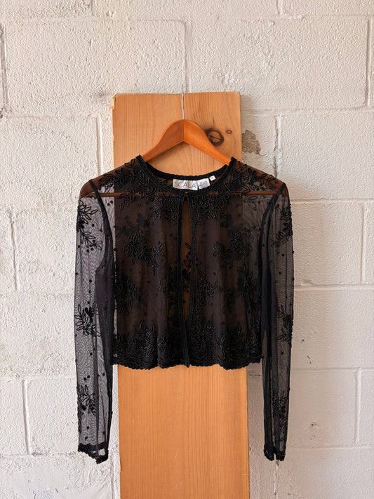 Vtg Scala Sheer Beaded  Cardigan : M